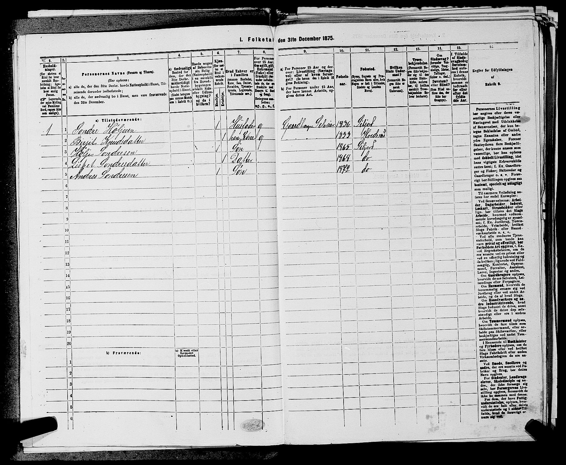 SAKO, 1875 census for 0828P Seljord, 1875, p. 563