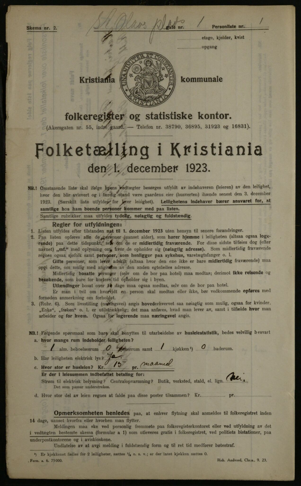 OBA, Municipal Census 1923 for Kristiania, 1923, p. 97642