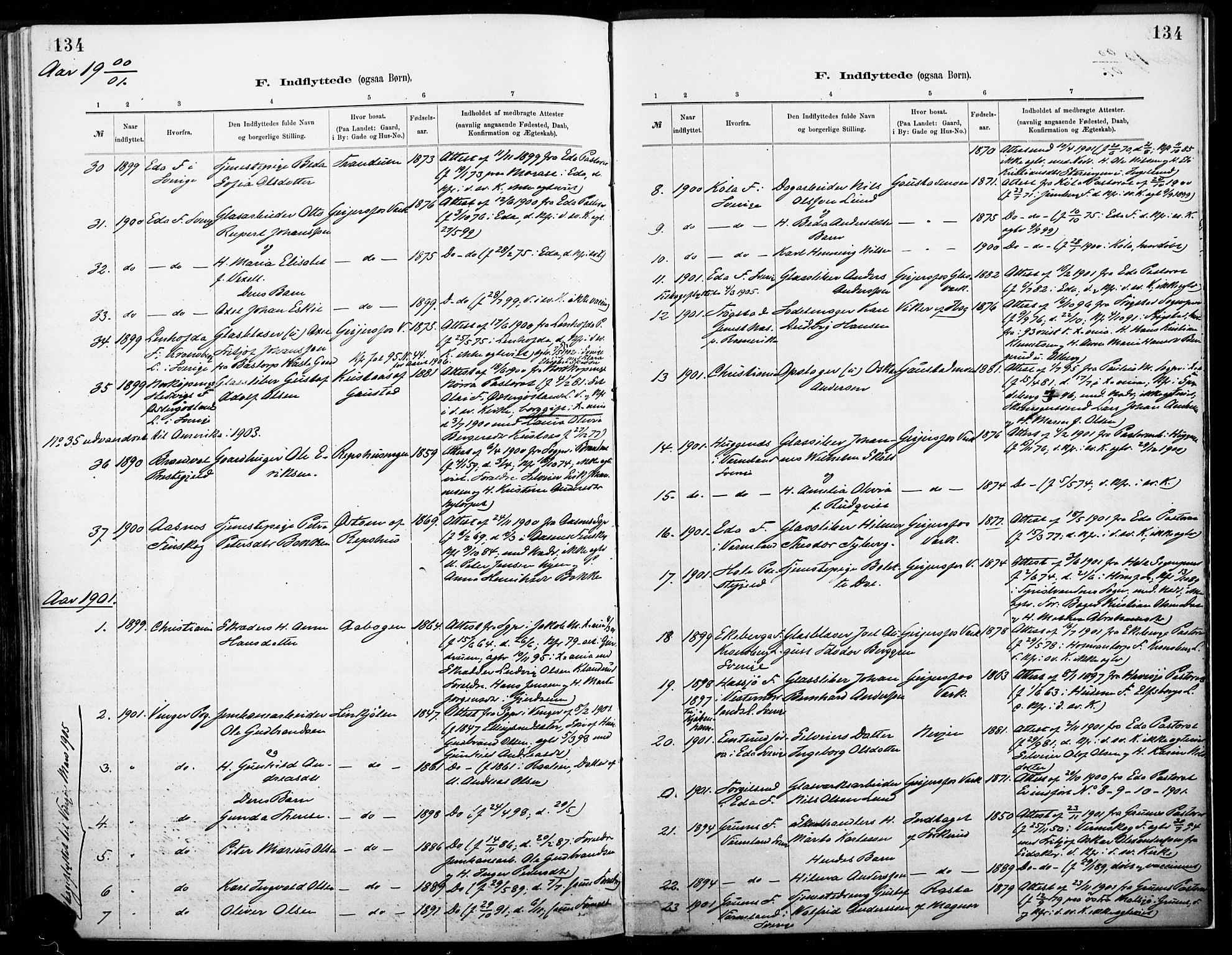 Eidskog prestekontor, SAH/PREST-026/H/Ha/Haa/L0004: Parish register (official) no. 4, 1884-1897, p. 134
