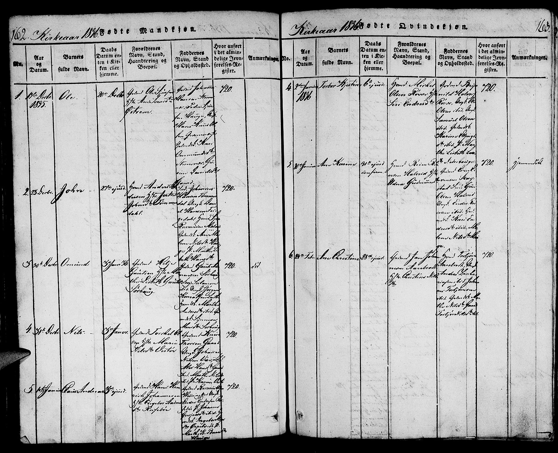 Torvastad sokneprestkontor, AV/SAST-A -101857/H/Ha/Haa/L0004: Parish register (official) no. A 4, 1817-1836, p. 162-163