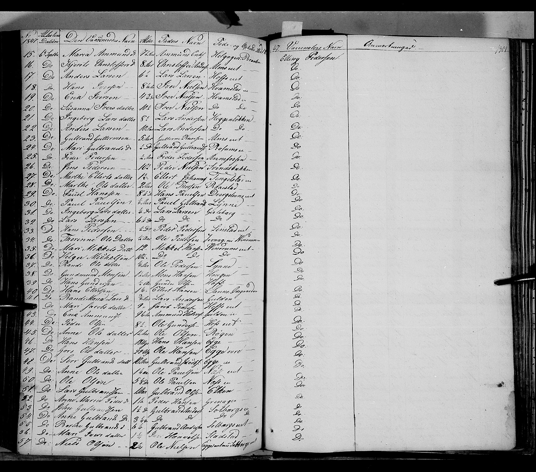 Gran prestekontor, SAH/PREST-112/H/Ha/Haa/L0011: Parish register (official) no. 11, 1842-1856, p. 1300-1301