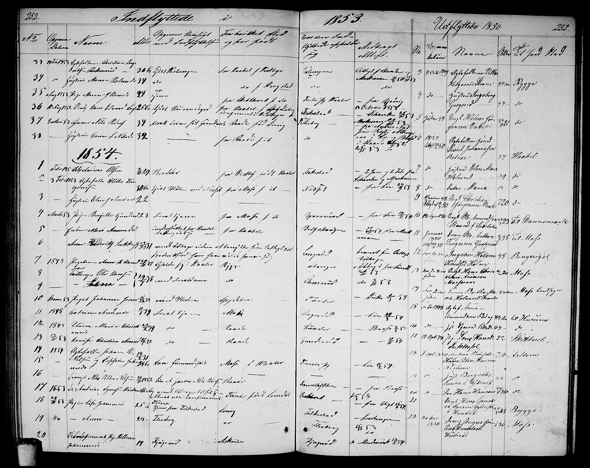 Våler prestekontor Kirkebøker, AV/SAO-A-11083/G/Ga/L0002: Parish register (copy) no. I 2, 1839-1860, p. 252