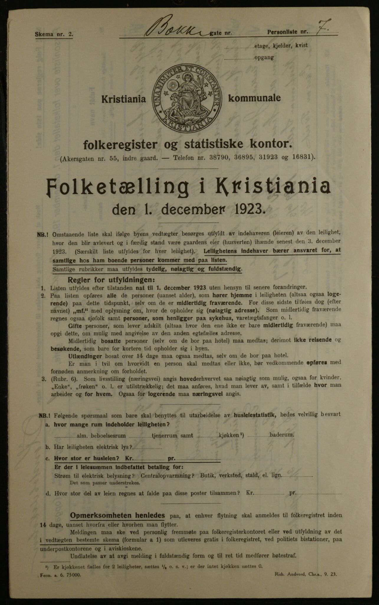 OBA, Municipal Census 1923 for Kristiania, 1923, p. 3224