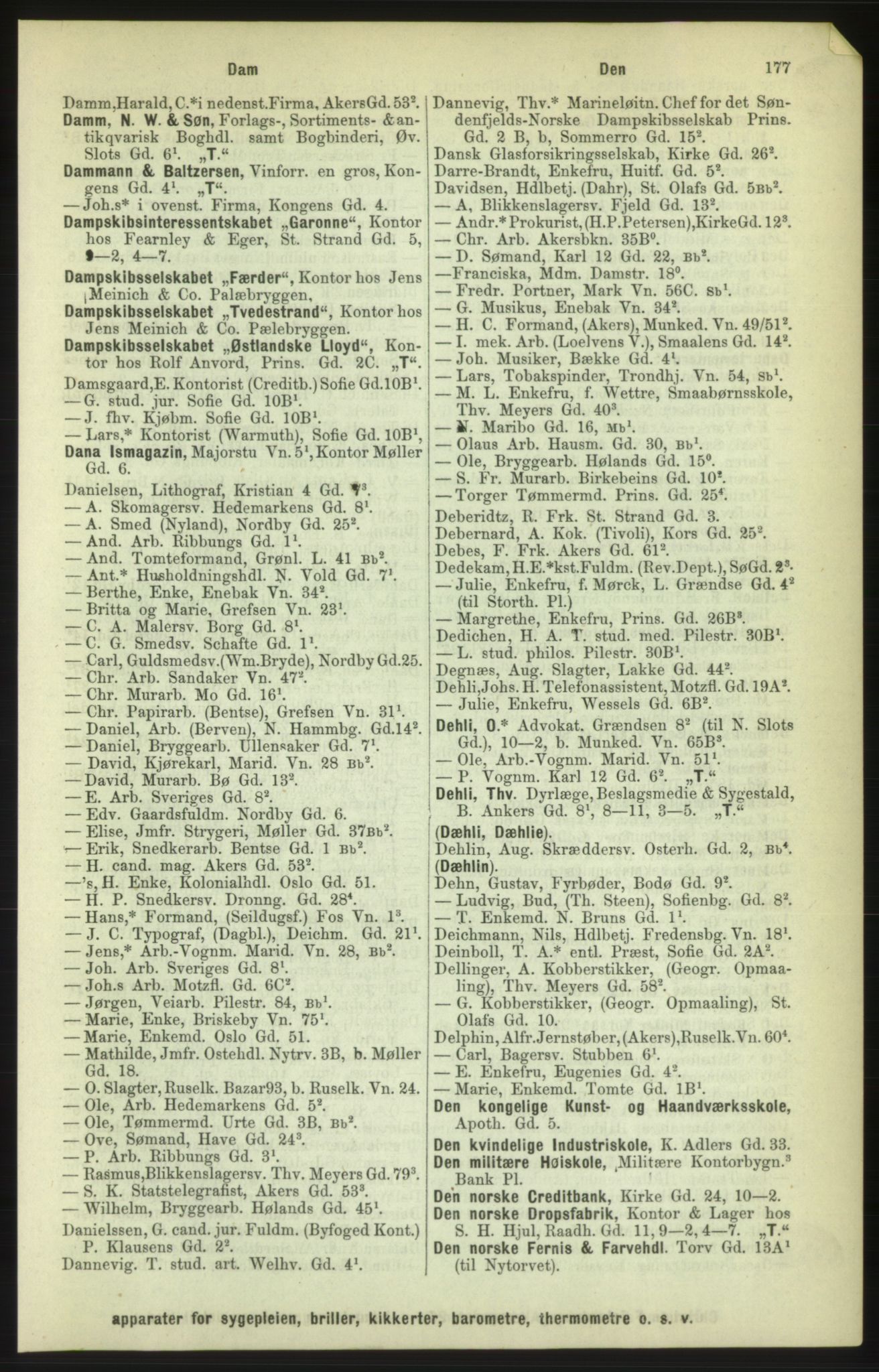 Kristiania/Oslo adressebok, PUBL/-, 1886, p. 177