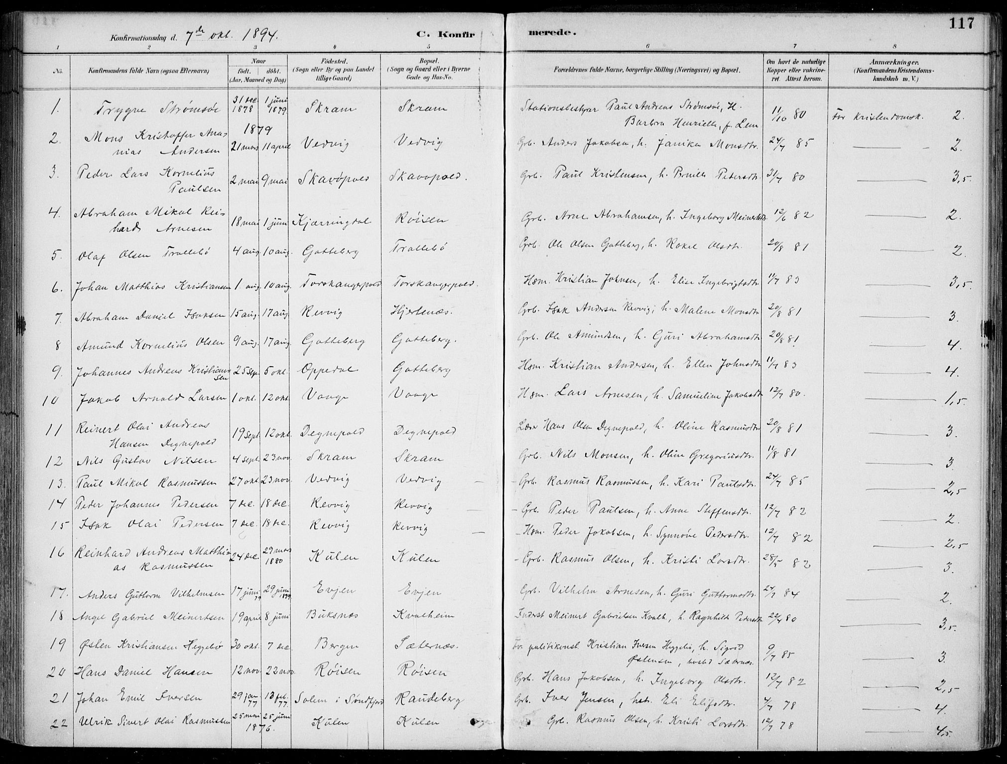 Selje sokneprestembete, SAB/A-99938/H/Ha/Haa/Haac/L0002: Parish register (official) no. C  2, 1889-1904, p. 117