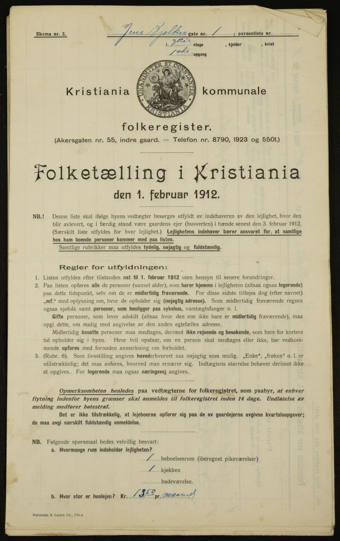 OBA, Municipal Census 1912 for Kristiania, 1912, p. 45760