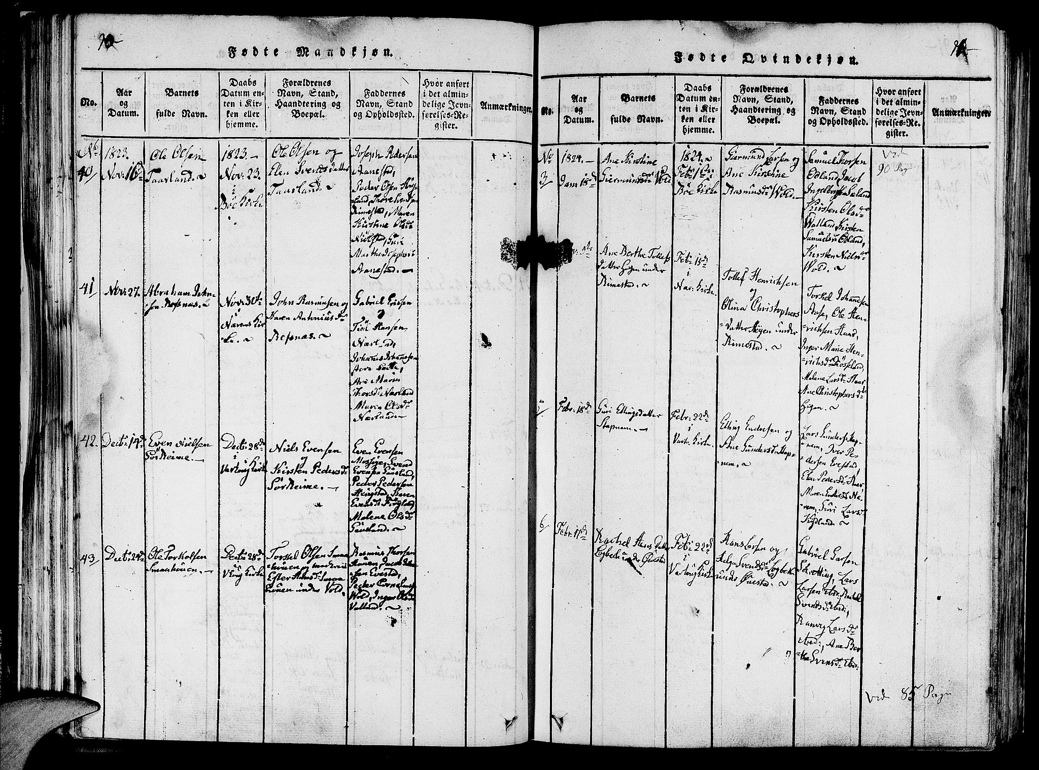 Hå sokneprestkontor, SAST/A-101801/001/30BA/L0003: Parish register (official) no. A 3, 1815-1825, p. 90-91