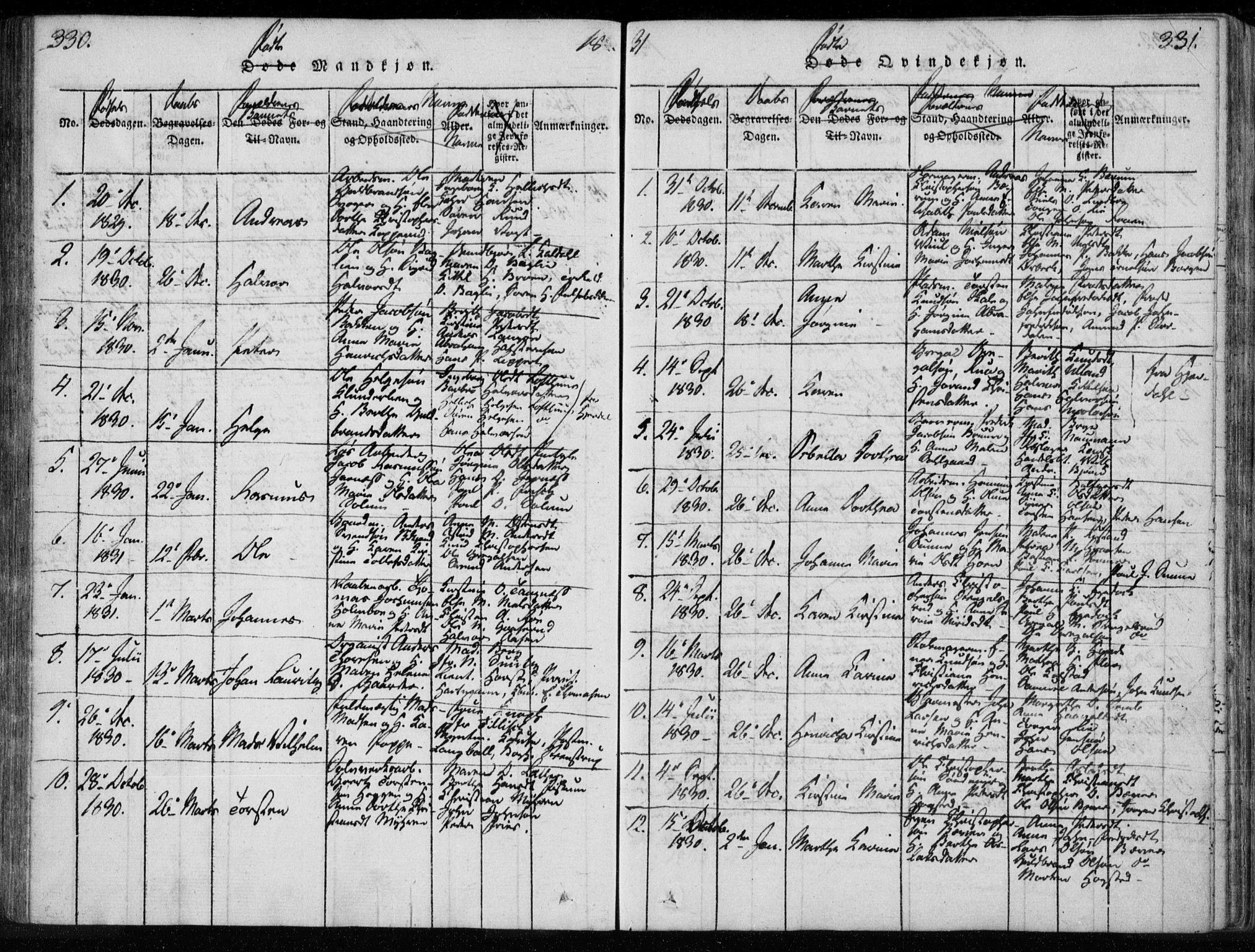 Kongsberg kirkebøker, SAKO/A-22/F/Fa/L0008: Parish register (official) no. I 8, 1816-1839, p. 330-331