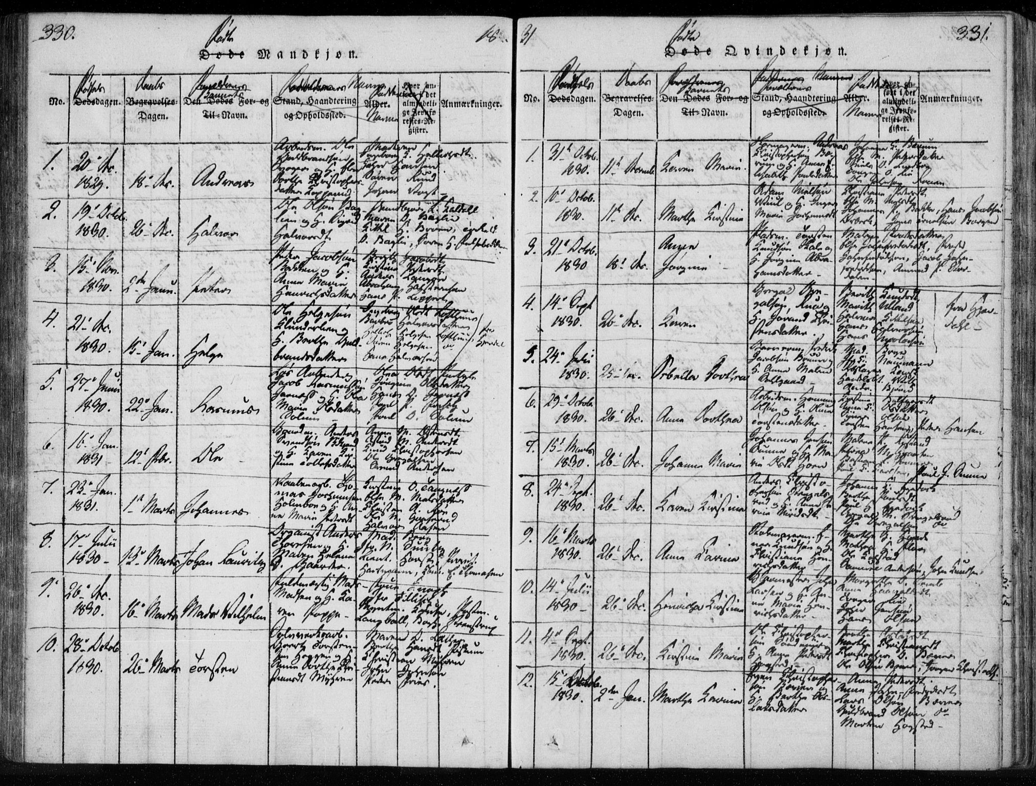 Kongsberg kirkebøker, AV/SAKO-A-22/F/Fa/L0008: Parish register (official) no. I 8, 1816-1839, p. 330-331