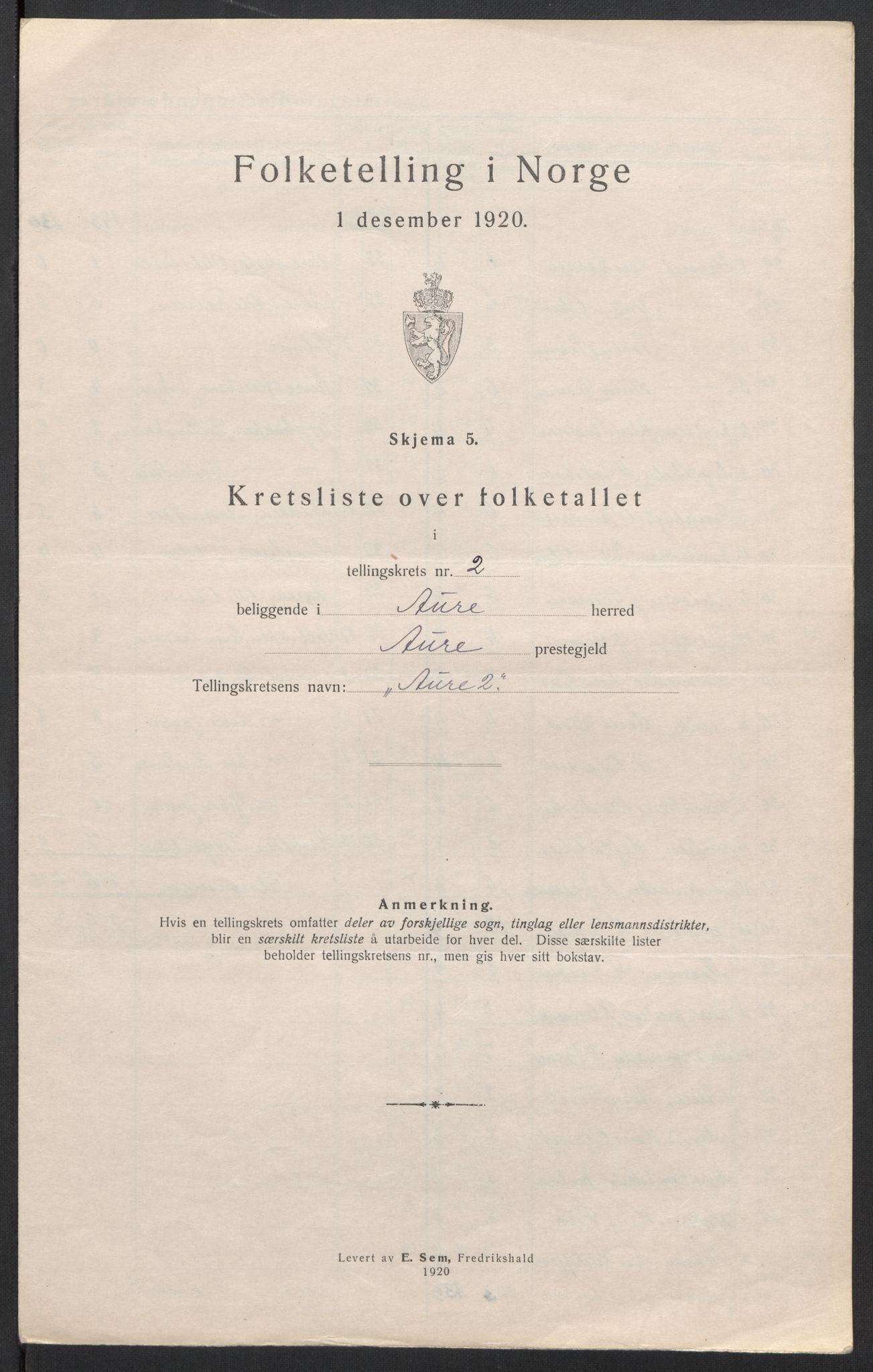 SAT, 1920 census for Aure, 1920, p. 11