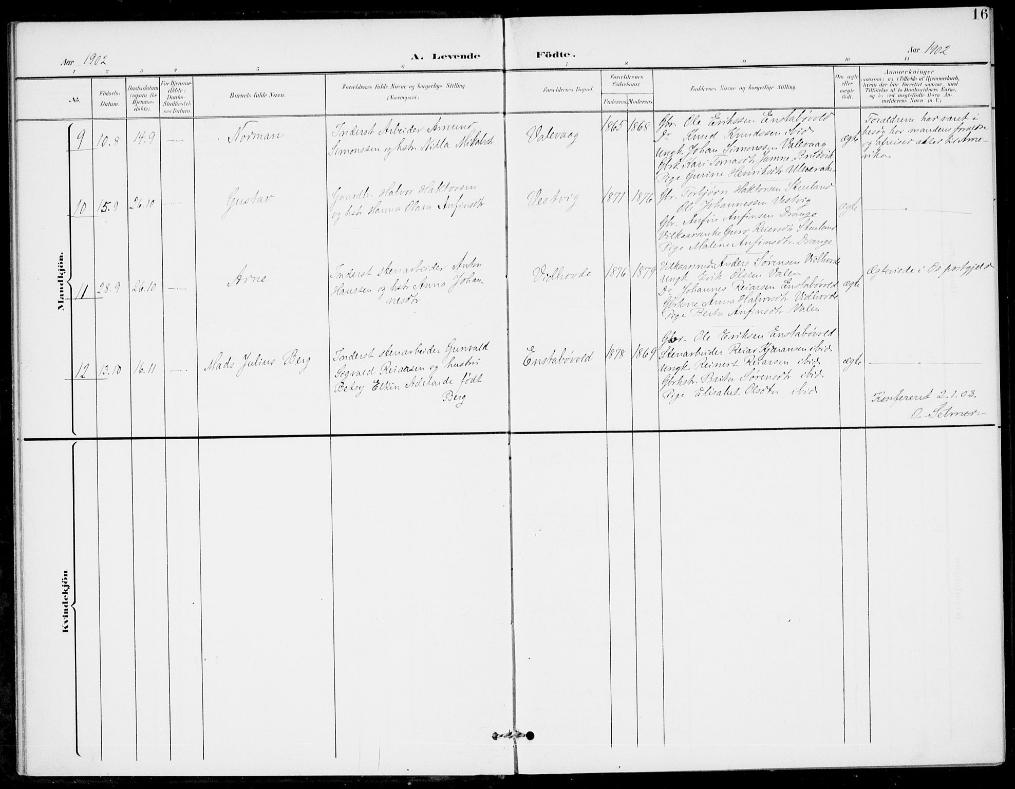 Sveio Sokneprestembete, AV/SAB-A-78501/H/Haa: Parish register (official) no. C 3, 1899-1916, p. 16