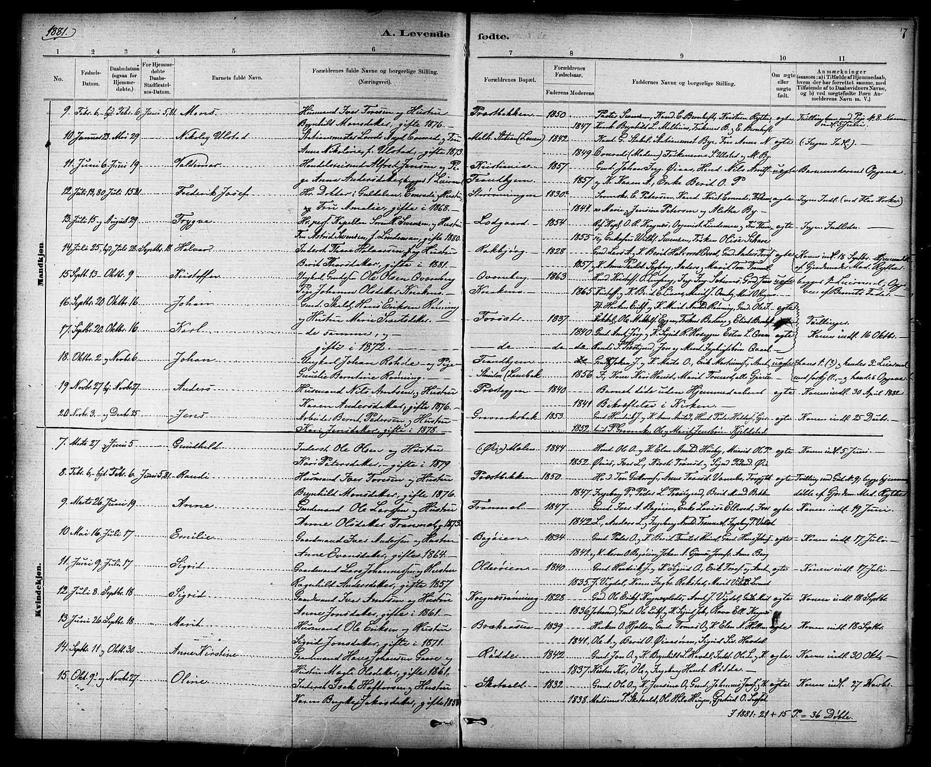 Ministerialprotokoller, klokkerbøker og fødselsregistre - Sør-Trøndelag, SAT/A-1456/691/L1094: Parish register (copy) no. 691C05, 1879-1911, p. 7