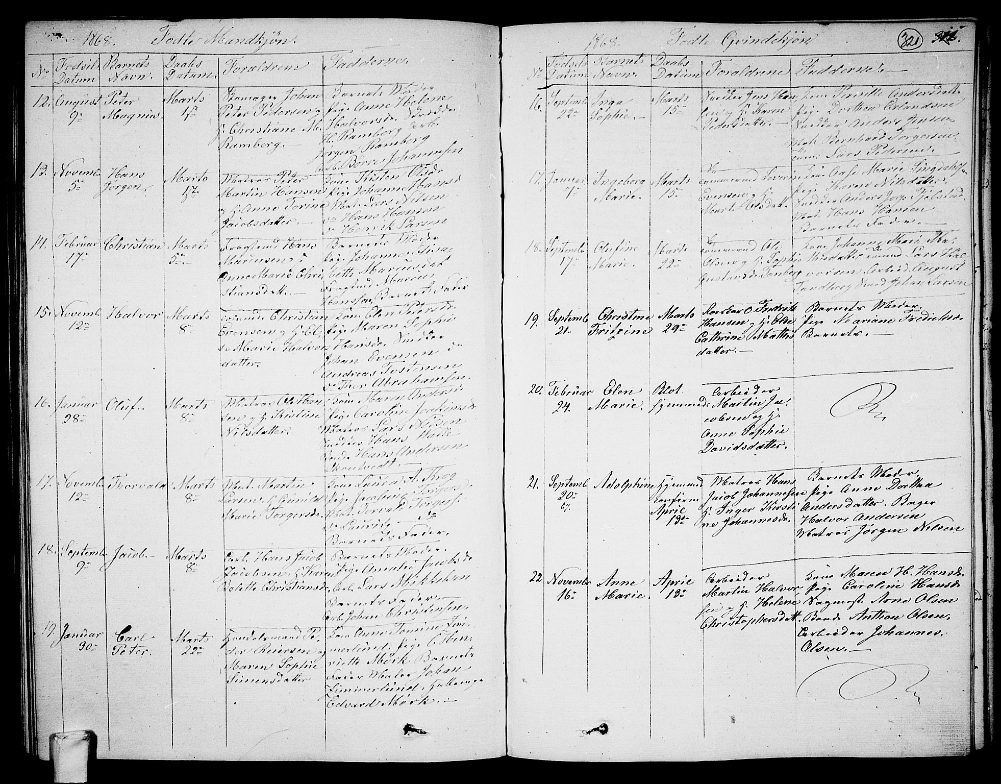 Larvik kirkebøker, AV/SAKO-A-352/G/Ga/L0003a: Parish register (copy) no. I 3A, 1830-1870, p. 321