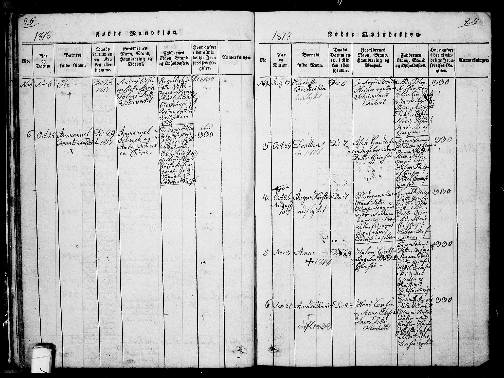 Solum kirkebøker, AV/SAKO-A-306/G/Ga/L0001: Parish register (copy) no. I 1, 1814-1833, p. 25