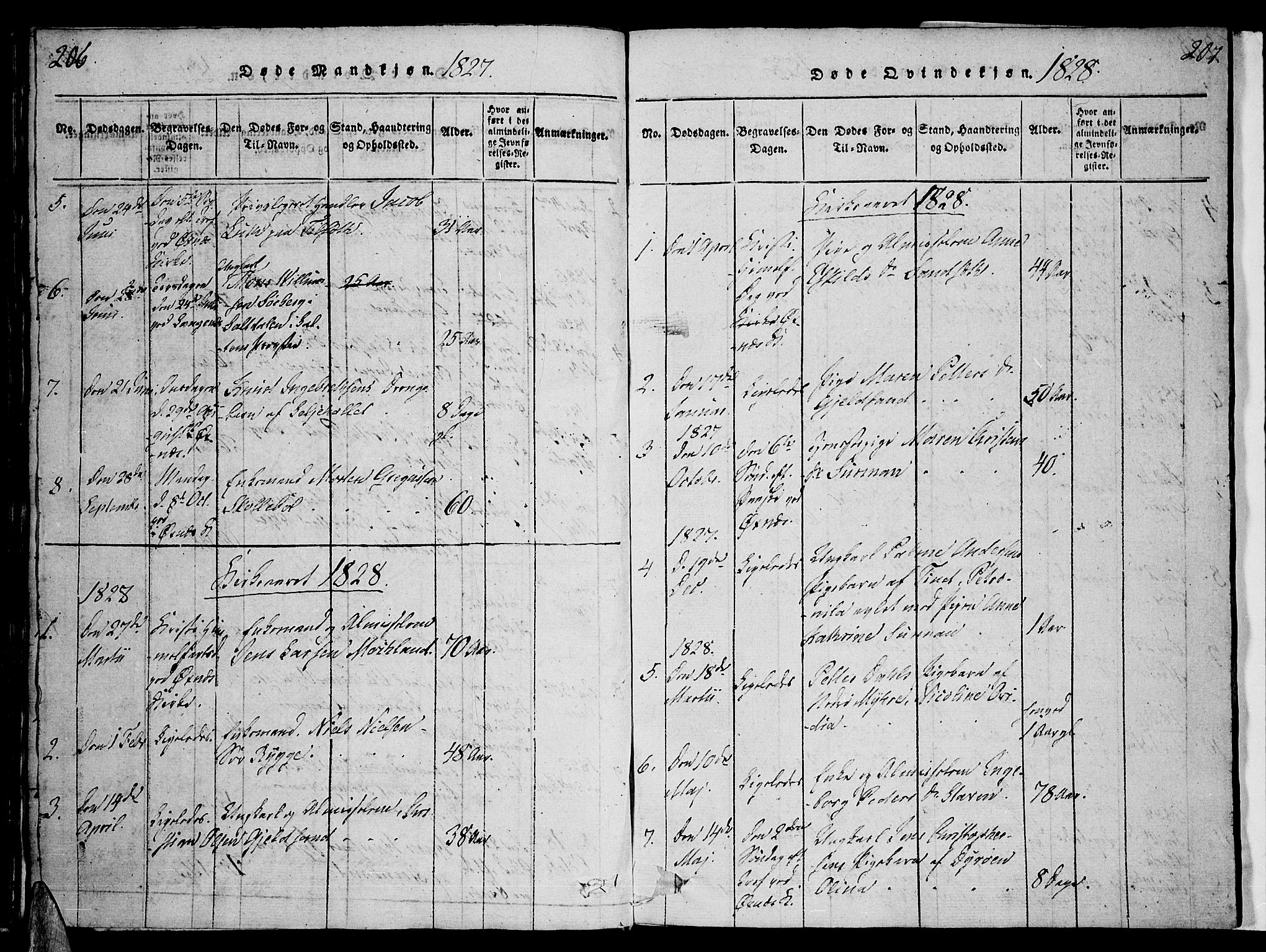 Ministerialprotokoller, klokkerbøker og fødselsregistre - Nordland, SAT/A-1459/893/L1331: Parish register (official) no. 893A04, 1820-1840, p. 206-207