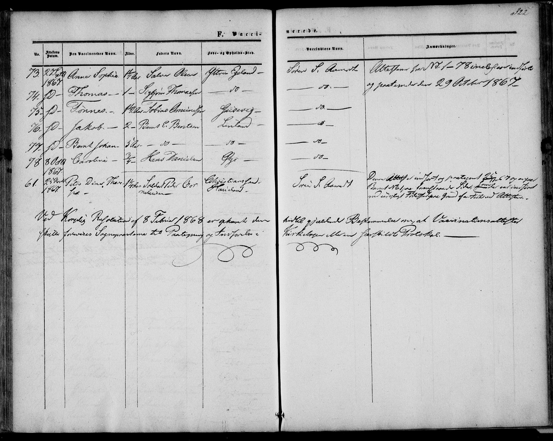 Kvinesdal sokneprestkontor, AV/SAK-1111-0026/F/Fa/Fab/L0006: Parish register (official) no. A 6, 1857-1869, p. 322