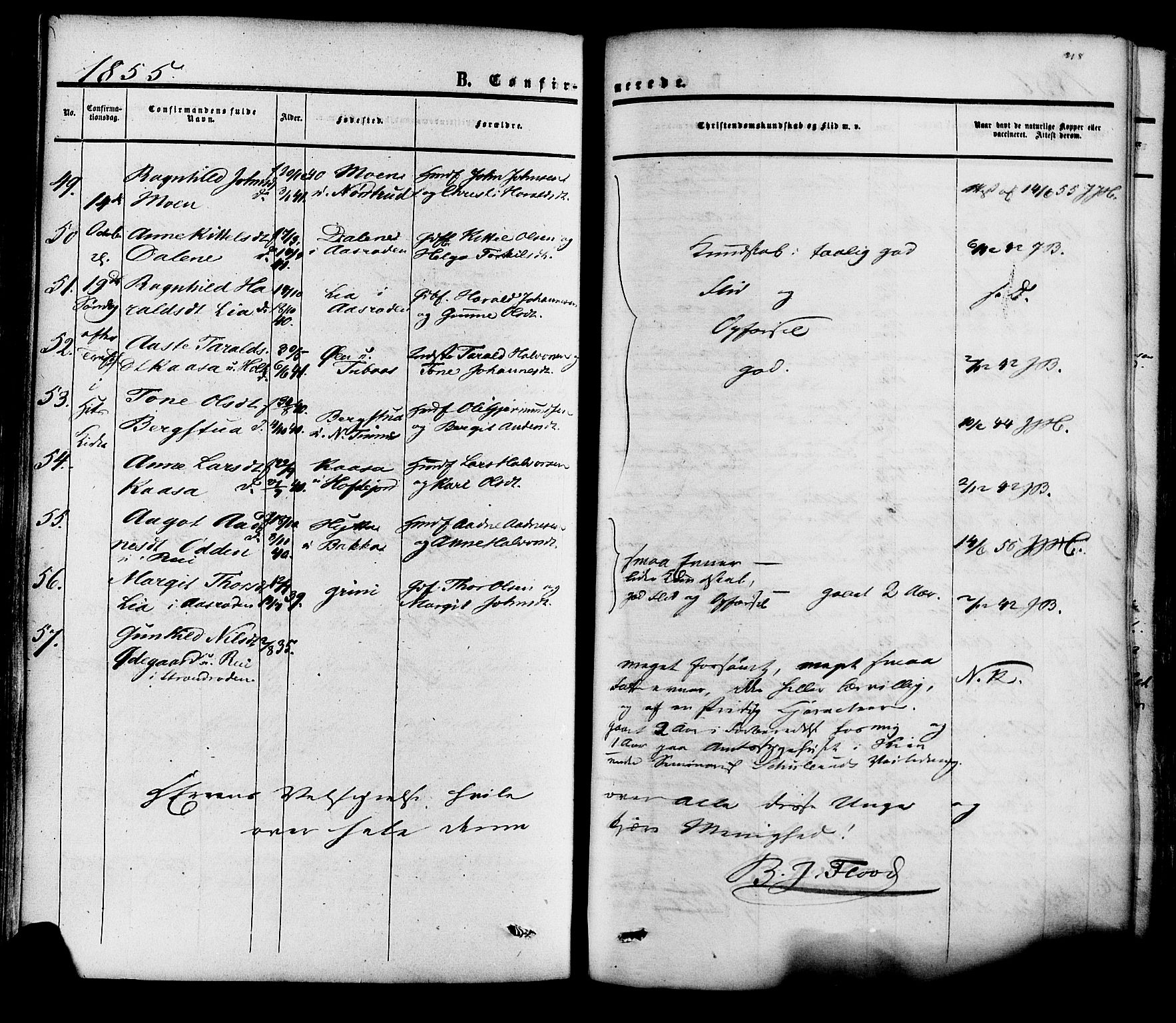 Heddal kirkebøker, SAKO/A-268/F/Fa/L0007: Parish register (official) no. I 7, 1855-1877, p. 218
