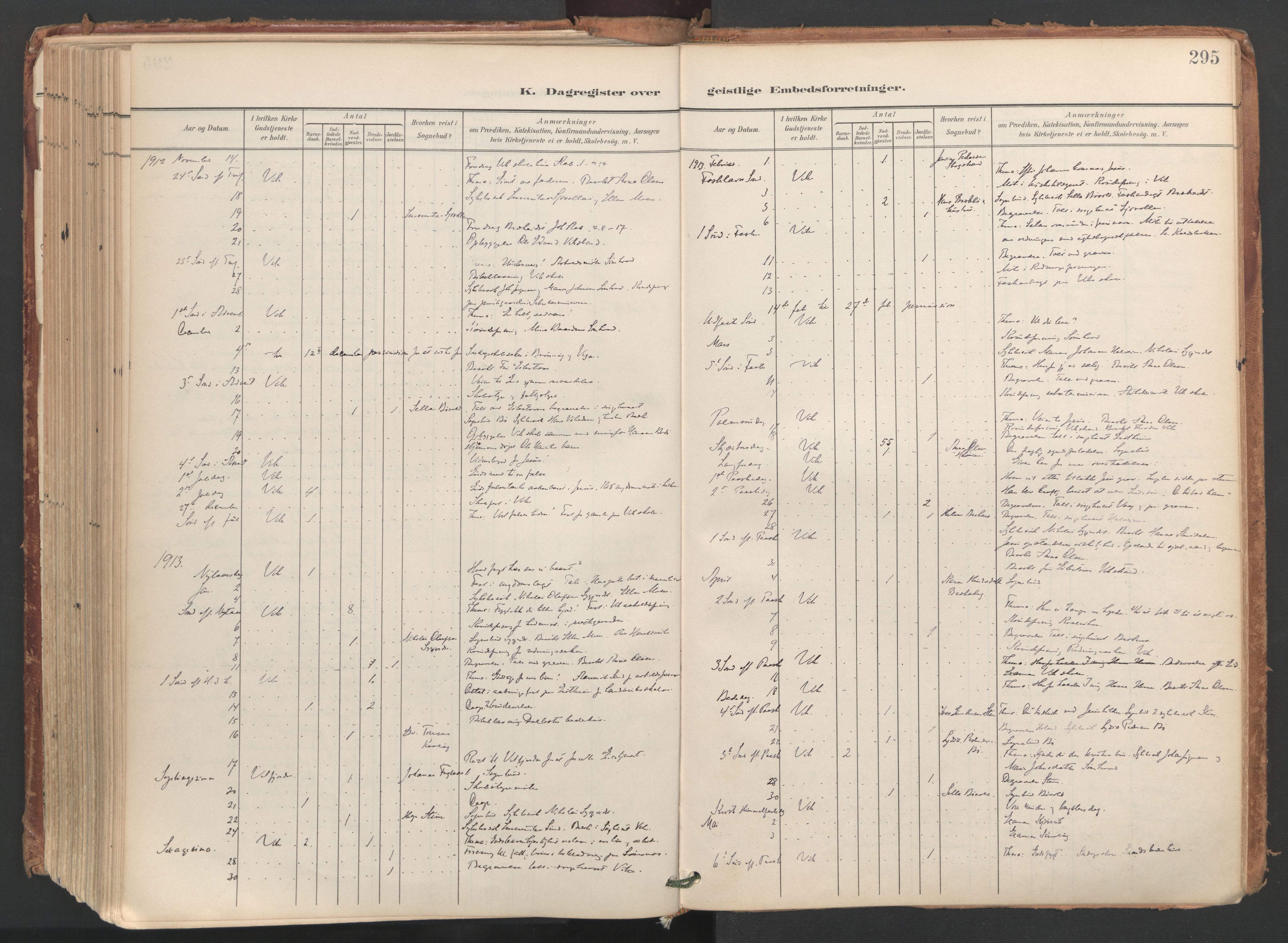 Ministerialprotokoller, klokkerbøker og fødselsregistre - Nordland, SAT/A-1459/812/L0180: Parish register (official) no. 812A09, 1901-1915, p. 295