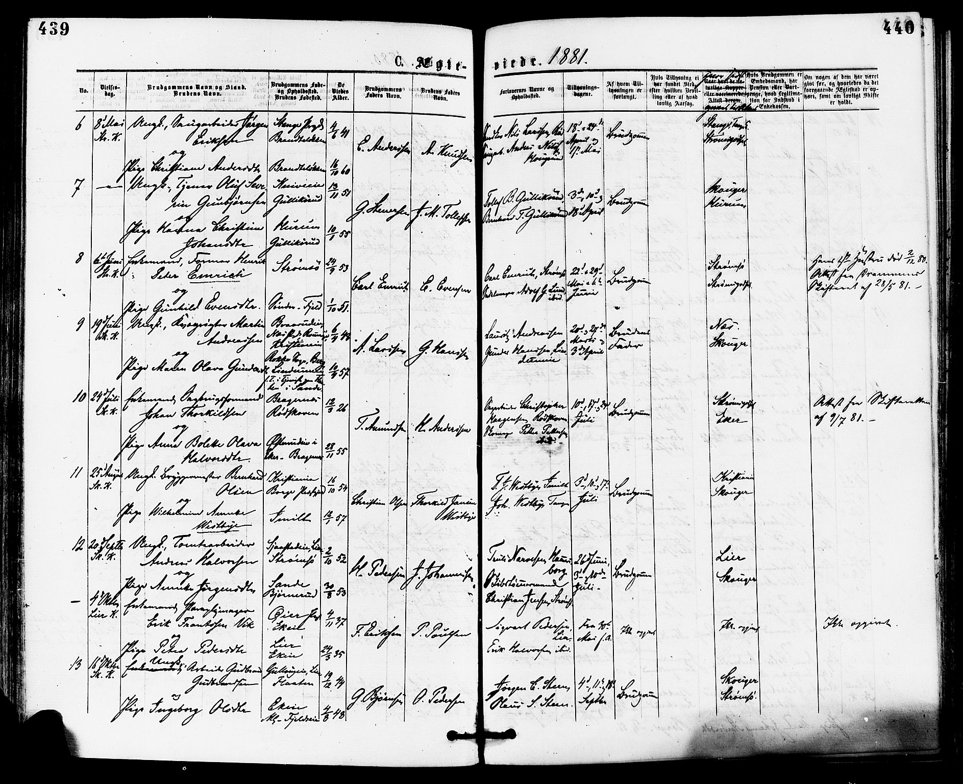 Skoger kirkebøker, AV/SAKO-A-59/F/Fa/L0005: Parish register (official) no. I 5, 1873-1884, p. 439-440