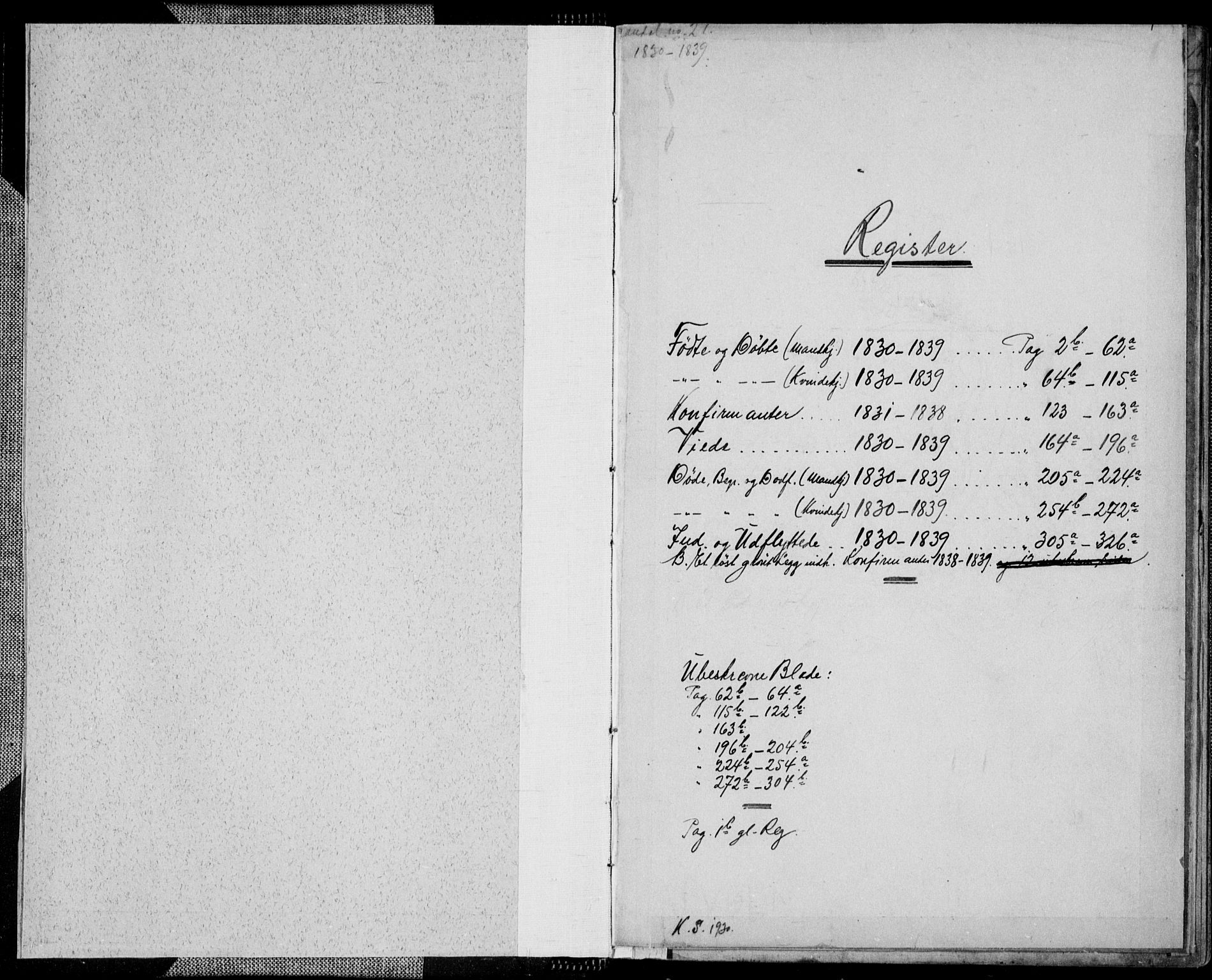 Mandal sokneprestkontor, SAK/1111-0030/F/Fa/Faa/L0011: Parish register (official) no. A 11, 1830-1839