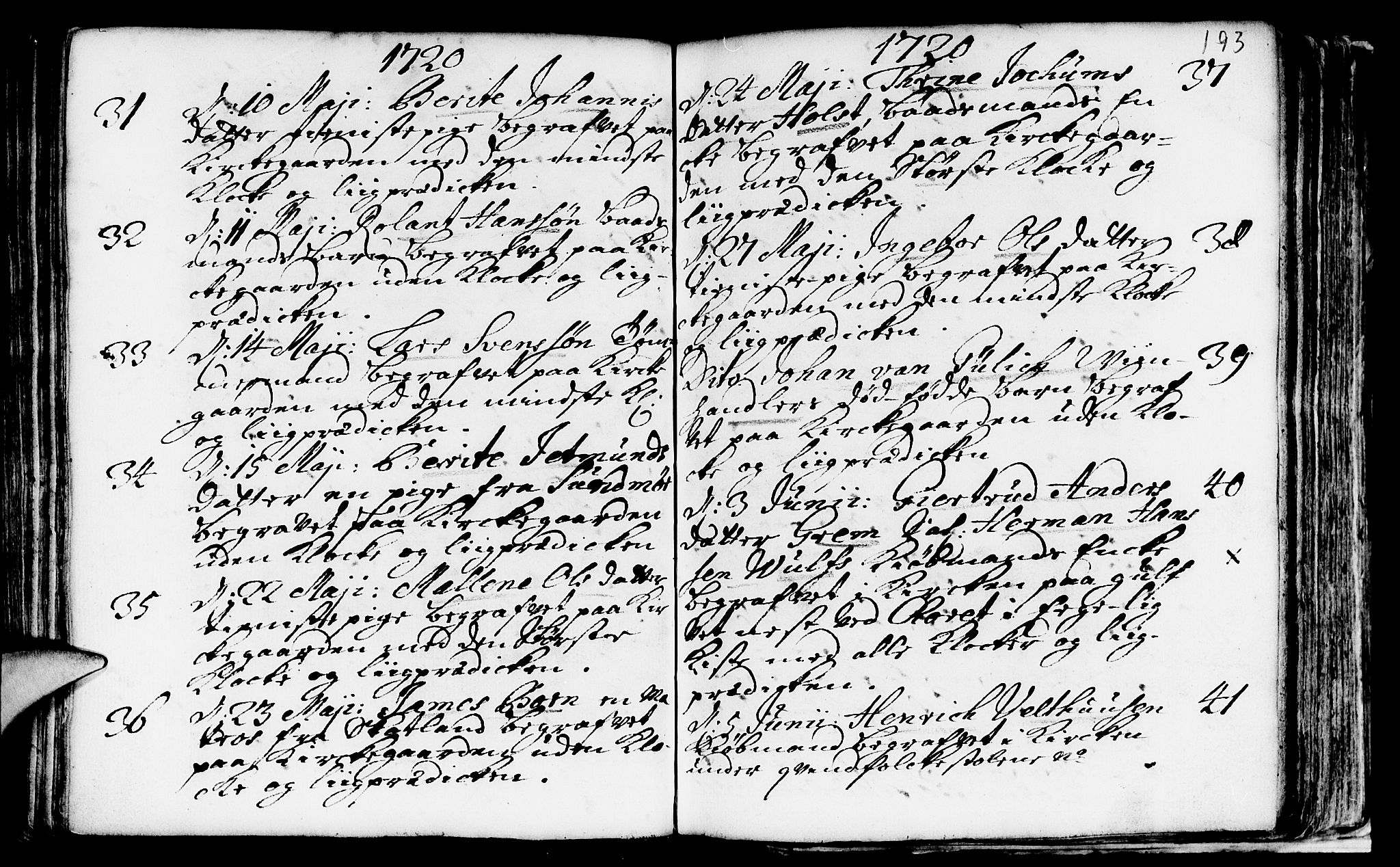 Nykirken Sokneprestembete, AV/SAB-A-77101/H/Haa/L0009: Parish register (official) no. A 9, 1689-1759, p. 193