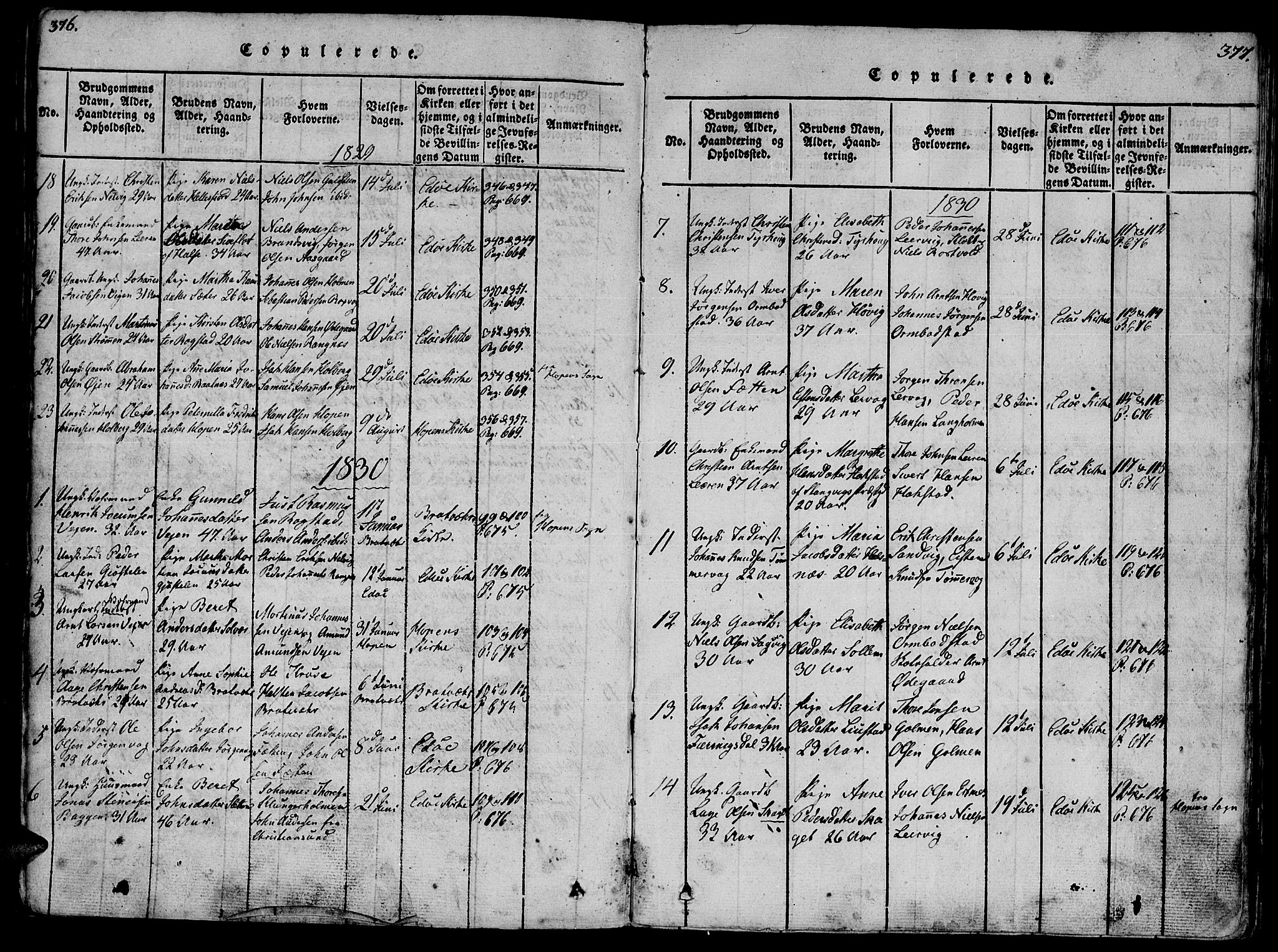 Ministerialprotokoller, klokkerbøker og fødselsregistre - Møre og Romsdal, SAT/A-1454/581/L0933: Parish register (official) no. 581A03 /1, 1819-1836, p. 376-377
