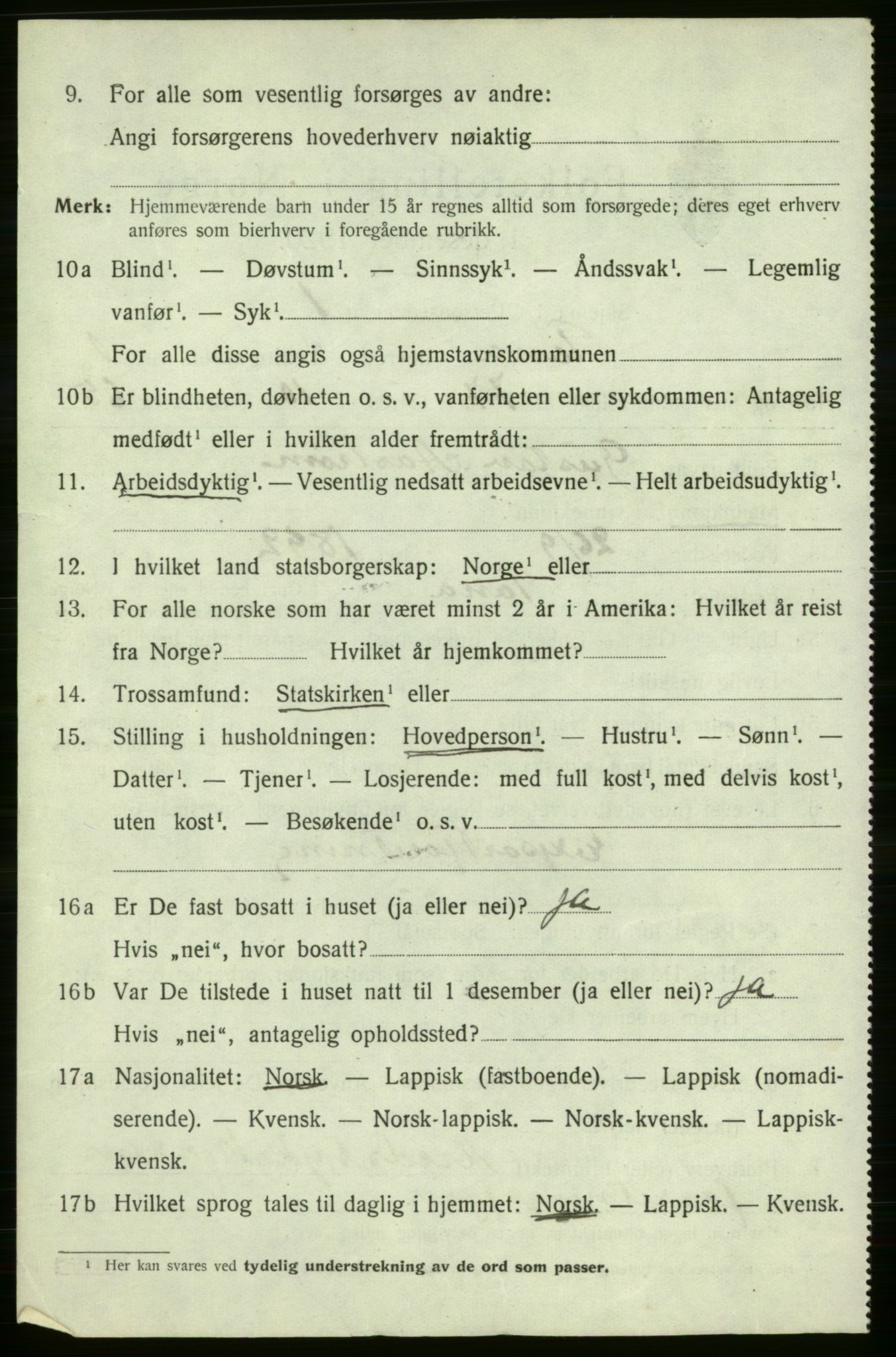 SATØ, 1920 census for Tana, 1920, p. 1435