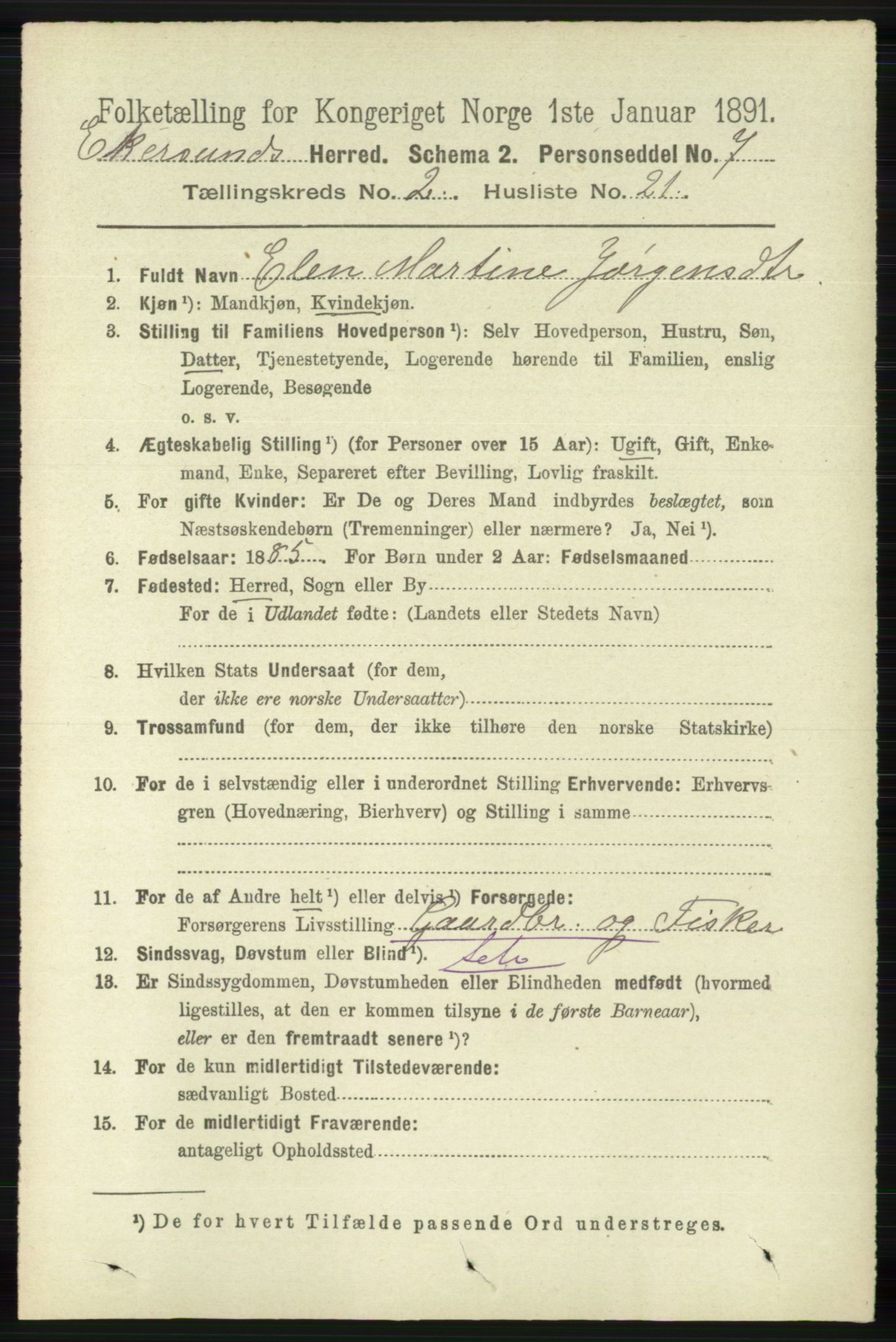 RA, 1891 census for 1116 Eigersund herred, 1891, p. 566