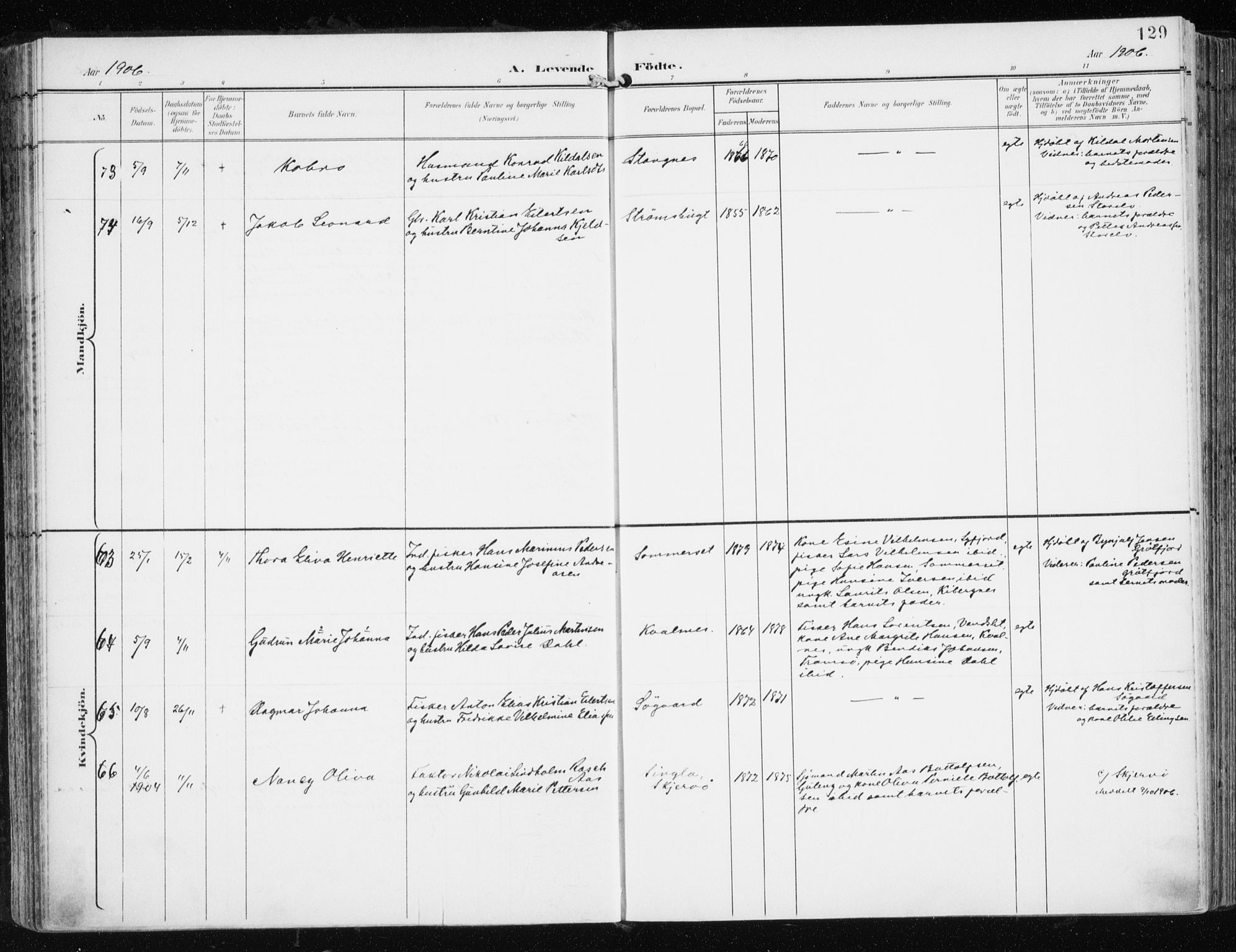 Tromsøysund sokneprestkontor, AV/SATØ-S-1304/G/Ga/L0006kirke: Parish register (official) no. 6, 1897-1906, p. 129