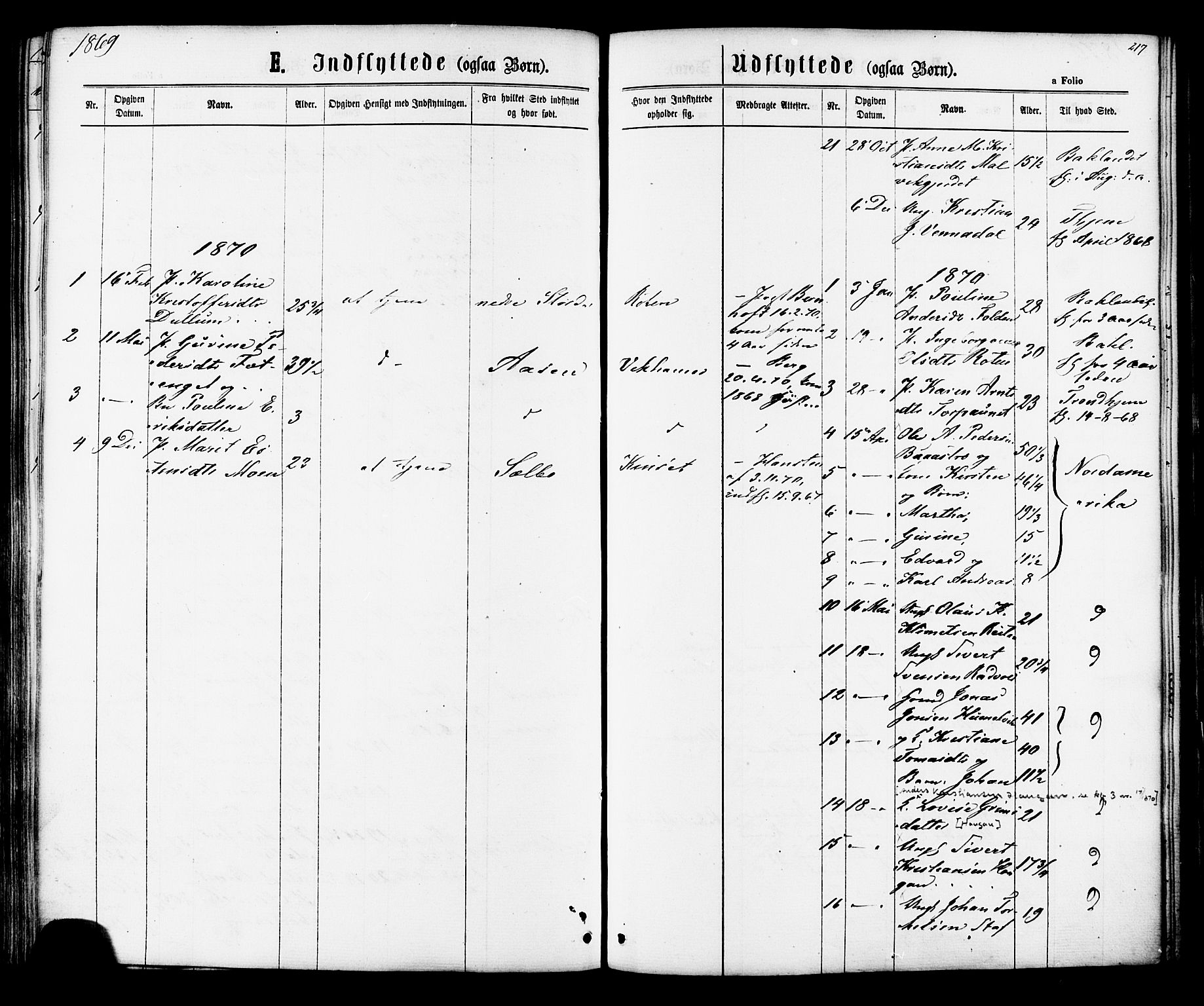 Ministerialprotokoller, klokkerbøker og fødselsregistre - Sør-Trøndelag, SAT/A-1456/616/L0409: Parish register (official) no. 616A06, 1865-1877, p. 217