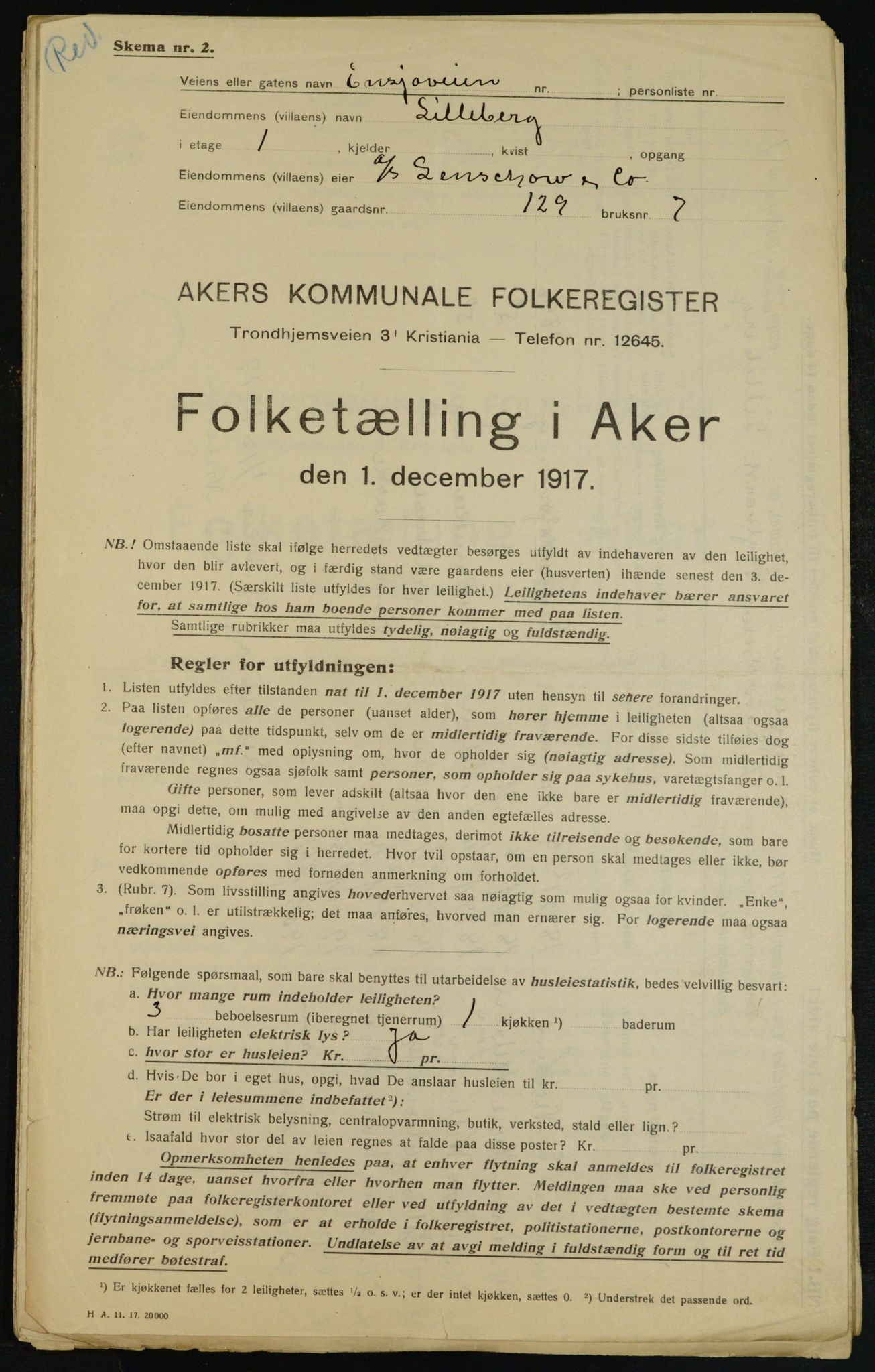 OBA, Municipal Census 1917 for Aker, 1917, p. 27540