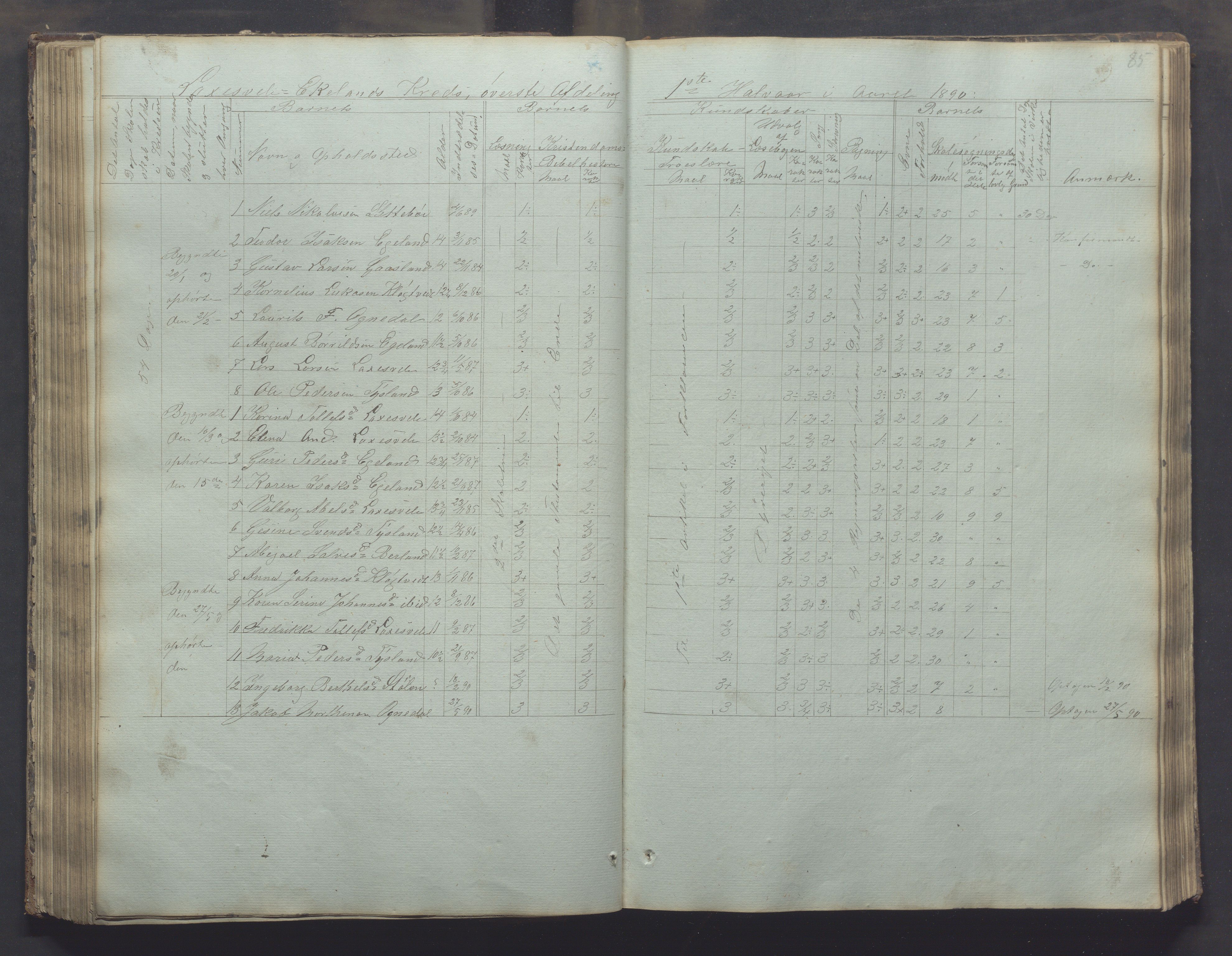 Bjerkreim kommune - Skulestyret, IKAR/K-101539/H/L0002: Skolejournal for vestre skuledistrikt, 1858-1894, p. 84b-85a