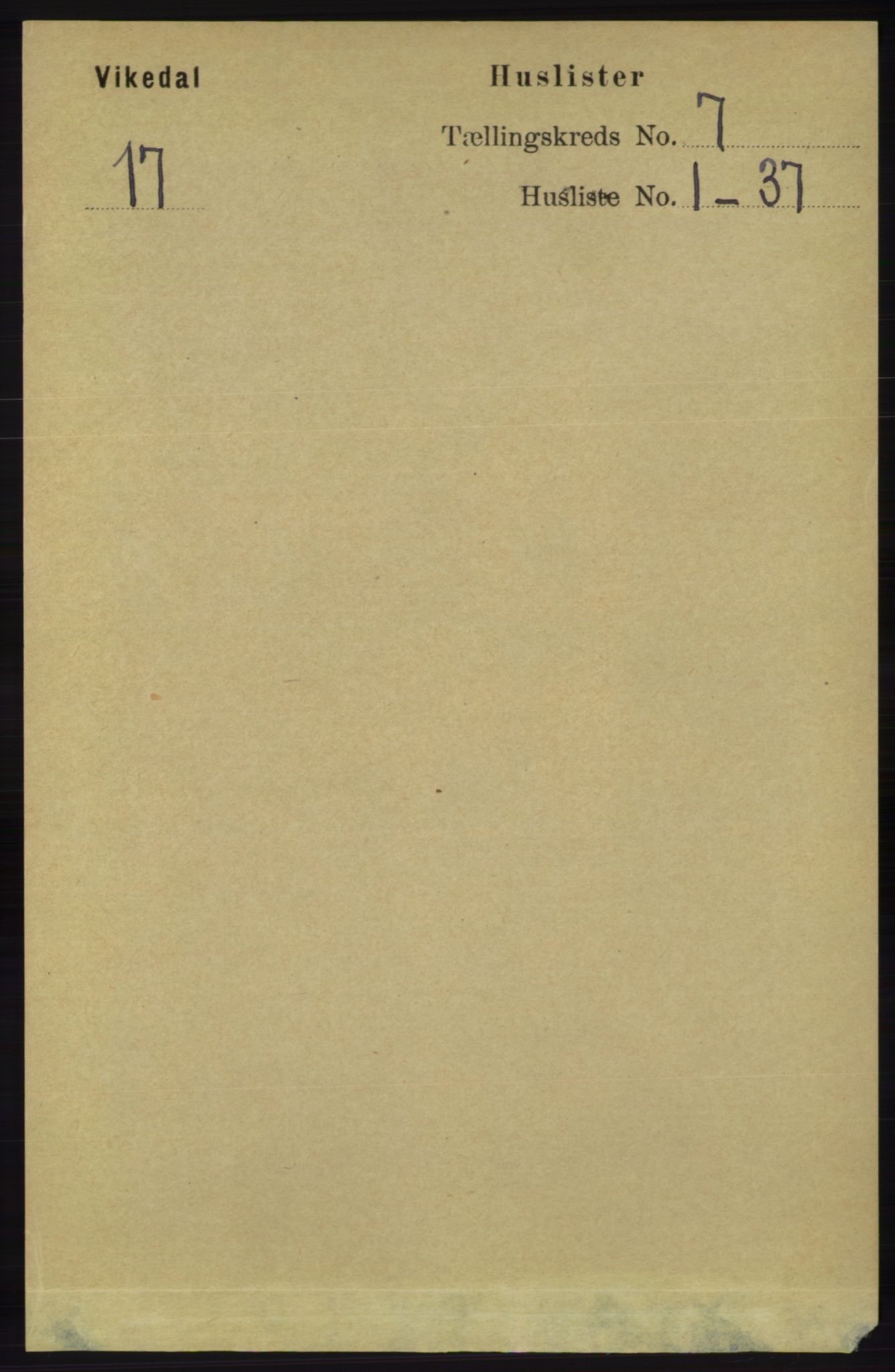RA, 1891 census for 1157 Vikedal, 1891, p. 1992