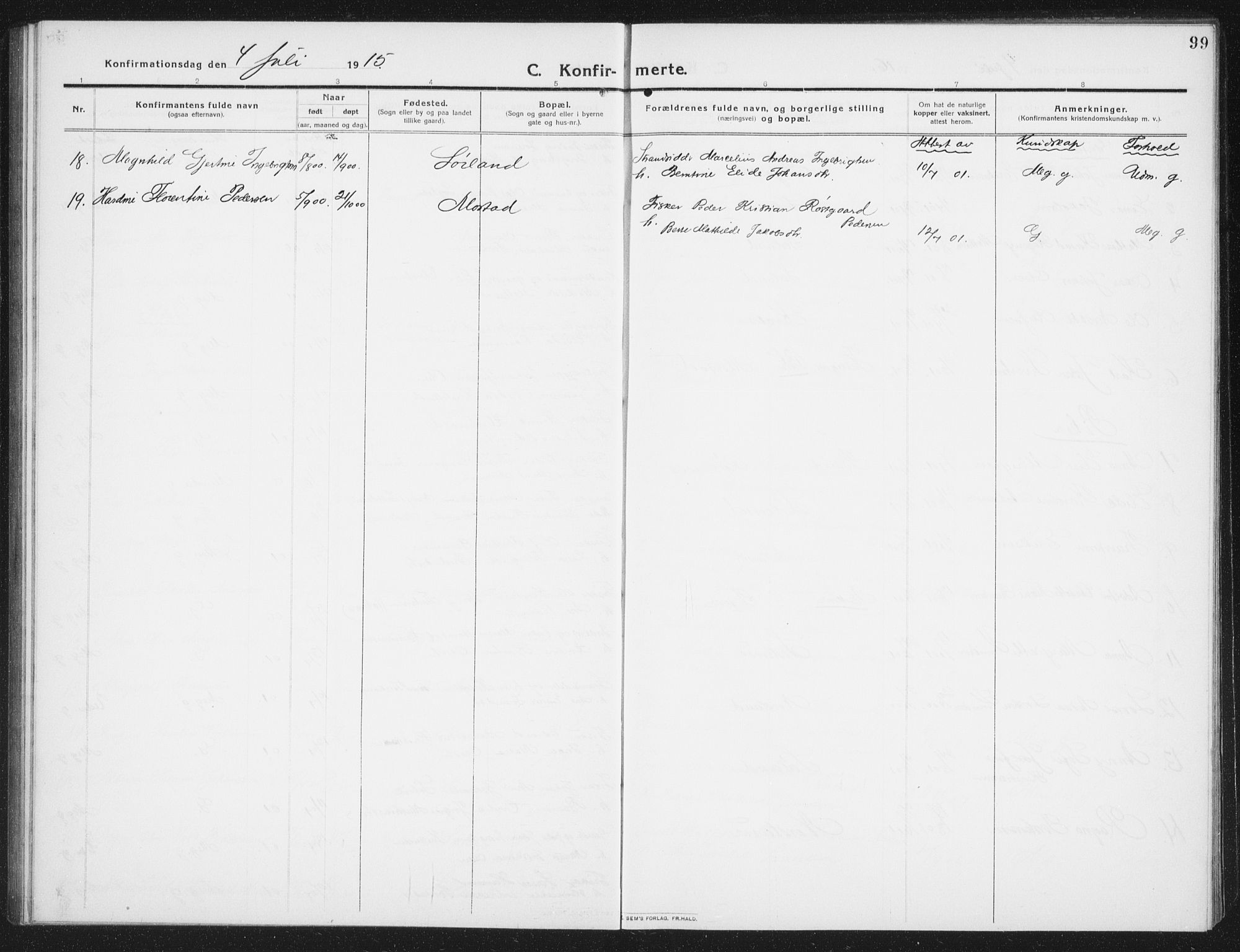 Ministerialprotokoller, klokkerbøker og fødselsregistre - Nordland, AV/SAT-A-1459/807/L0124: Parish register (copy) no. 807C02, 1910-1935, p. 99