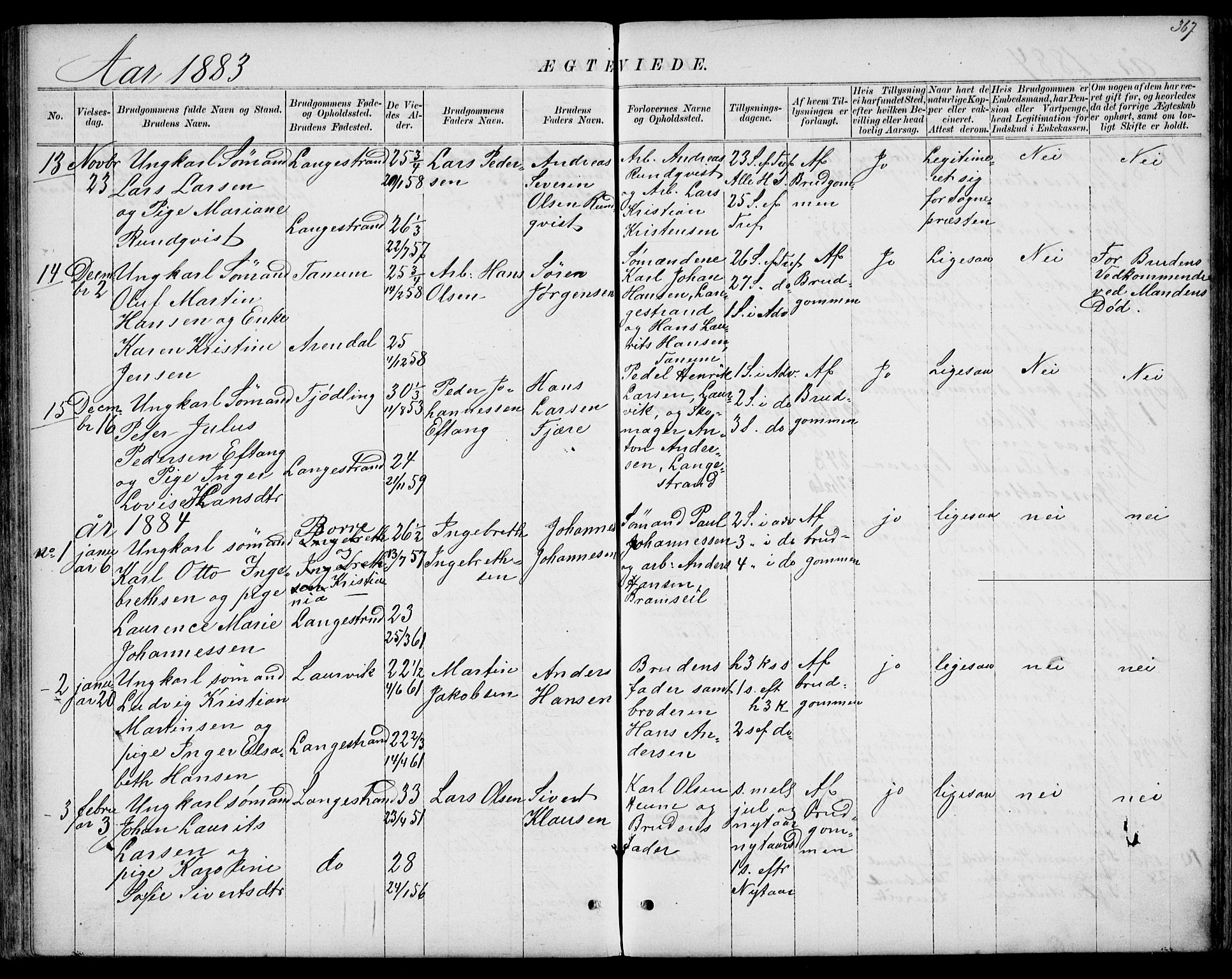 Larvik kirkebøker, AV/SAKO-A-352/G/Gb/L0003: Parish register (copy) no. II 3, 1867-1899, p. 367