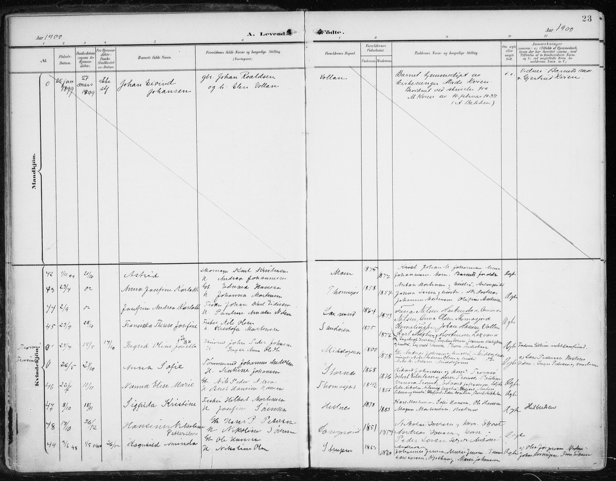 Balsfjord sokneprestembete, SATØ/S-1303/G/Ga/L0006kirke: Parish register (official) no. 6, 1897-1909, p. 23