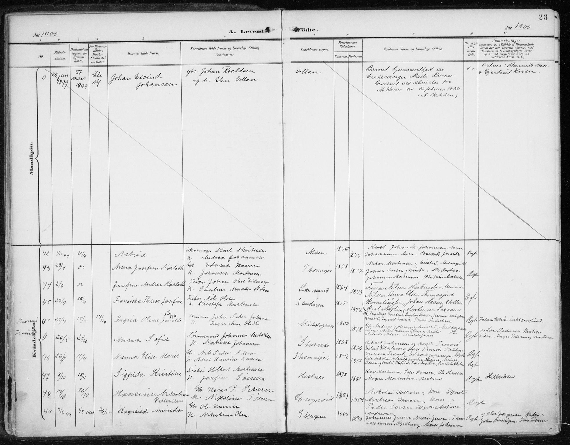 Balsfjord sokneprestembete, AV/SATØ-S-1303/G/Ga/L0006kirke: Parish register (official) no. 6, 1897-1909, p. 23