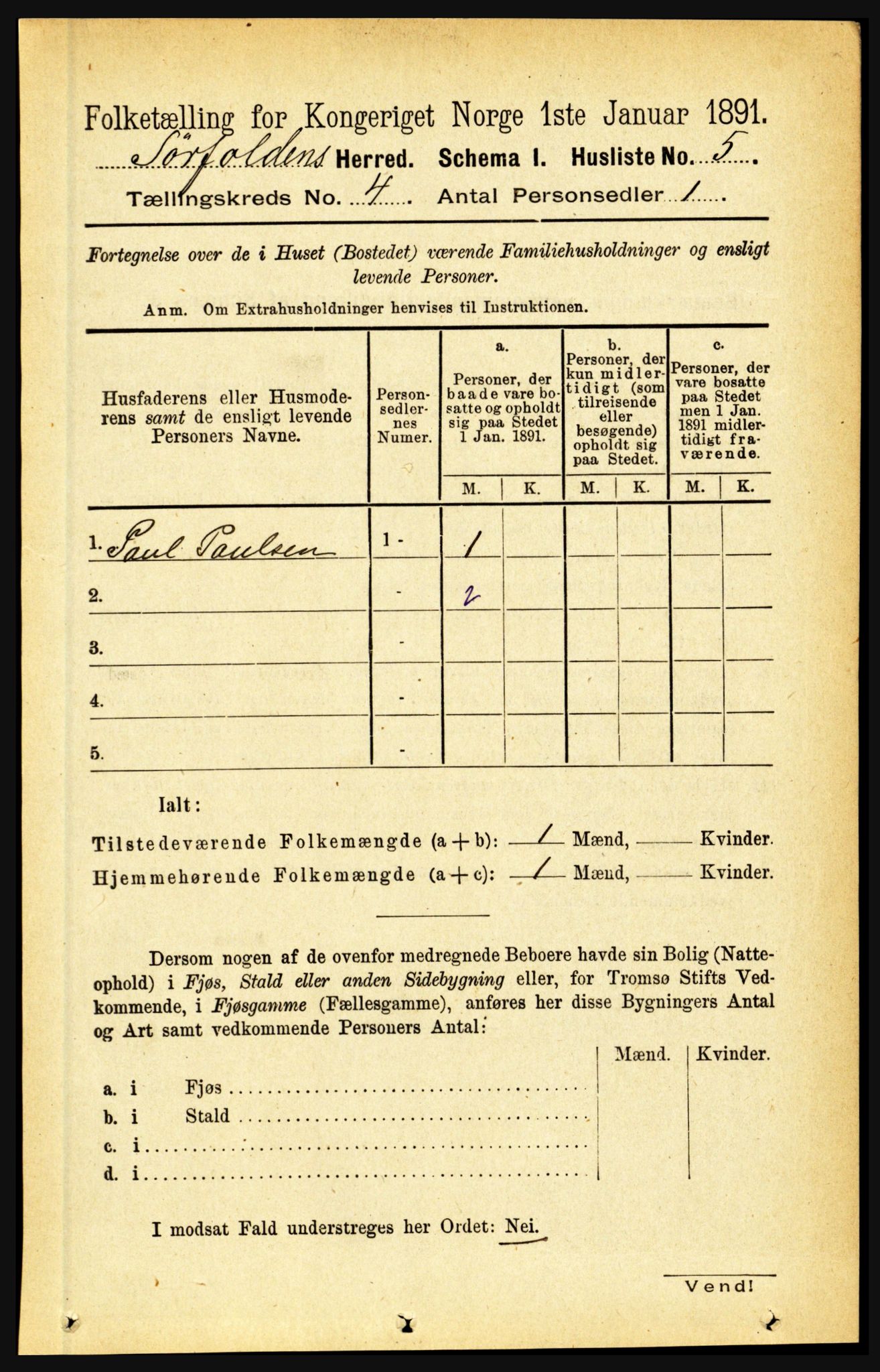 RA, 1891 census for 1845 Sørfold, 1891, p. 902