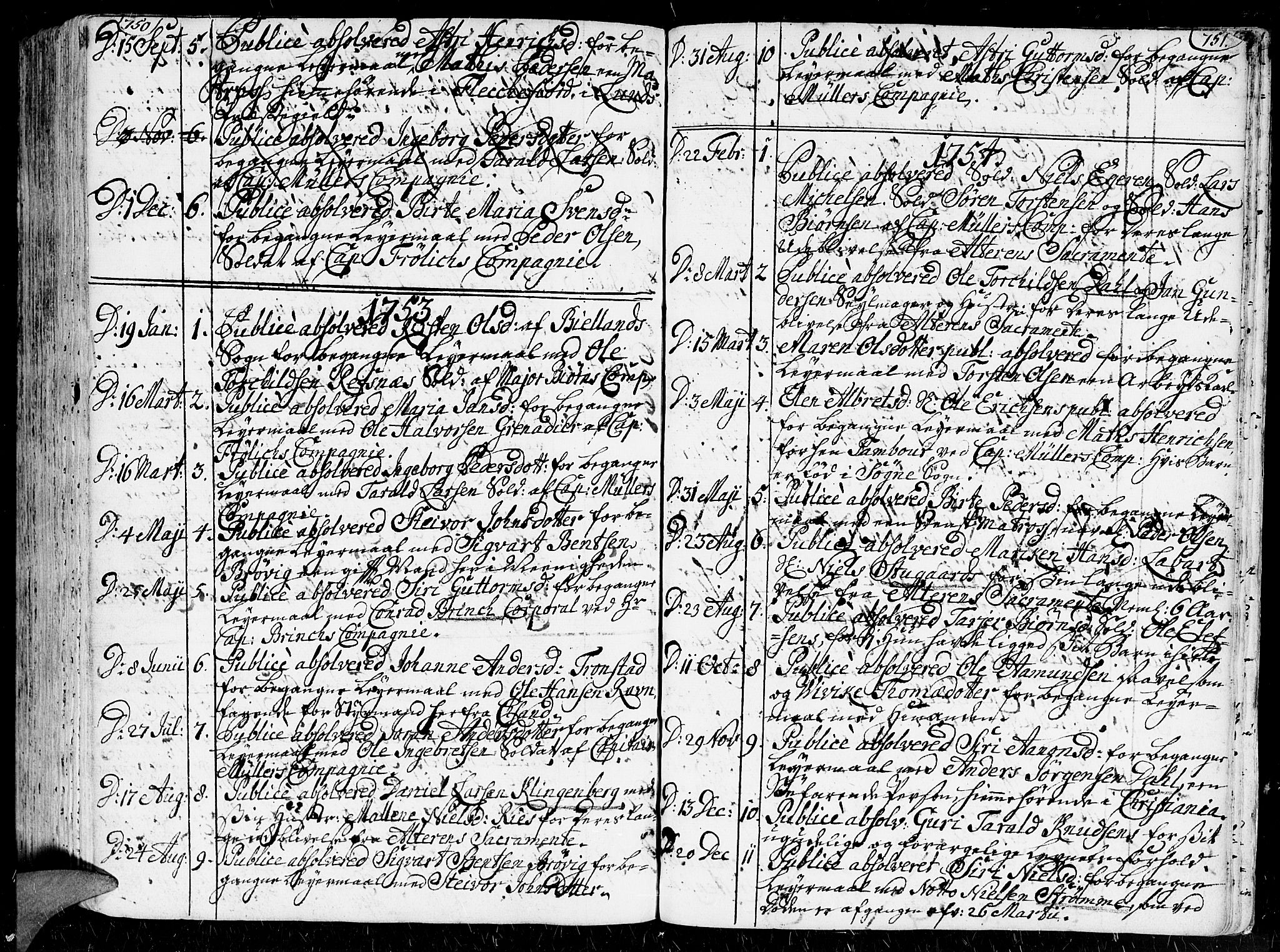 Kristiansand domprosti, SAK/1112-0006/F/Fa/L0001: Parish register (official) no. A 1, 1734-1793, p. 750-751