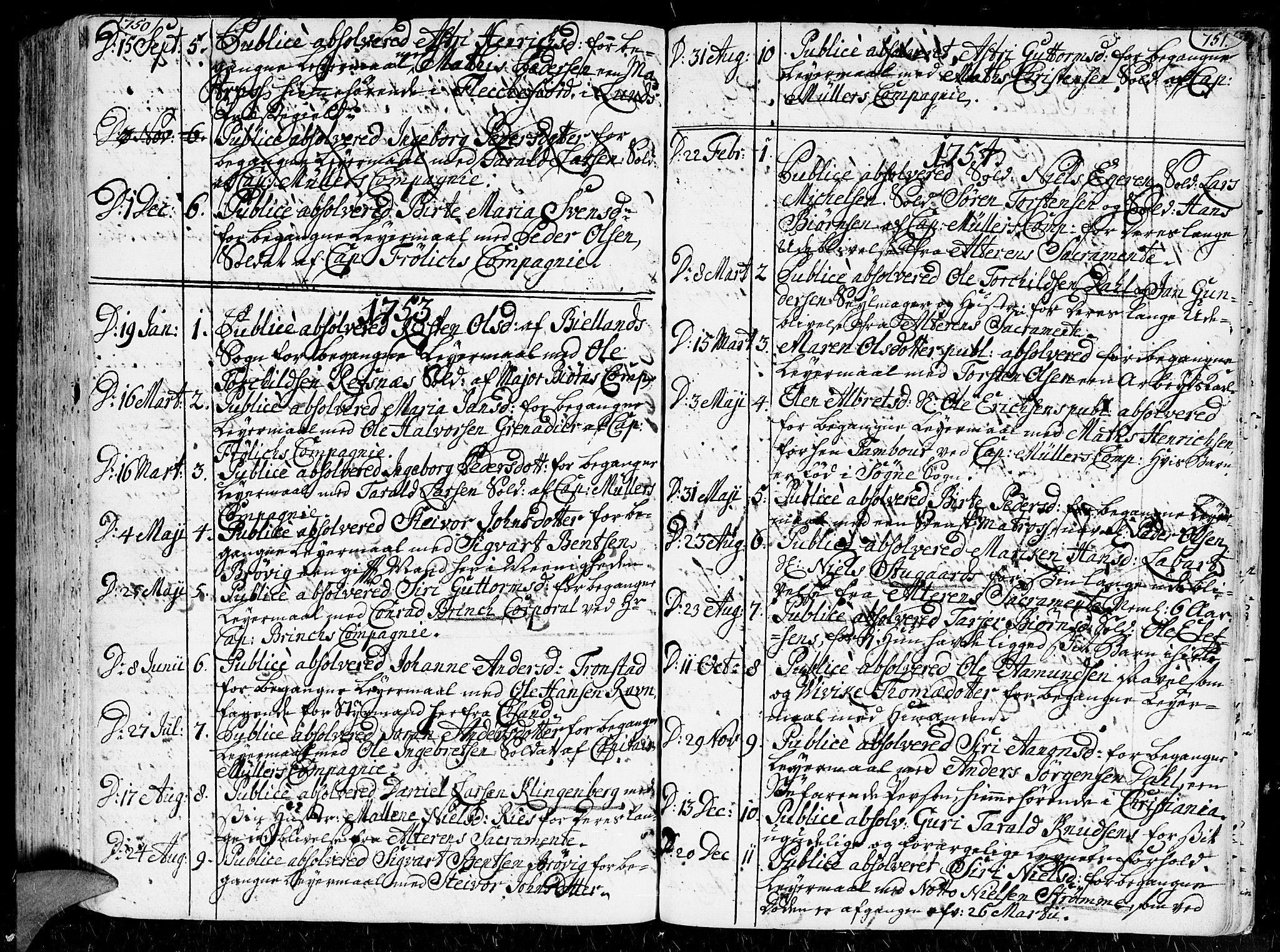 Kristiansand domprosti, AV/SAK-1112-0006/F/Fa/L0001: Parish register (official) no. A 1, 1734-1793, p. 750-751