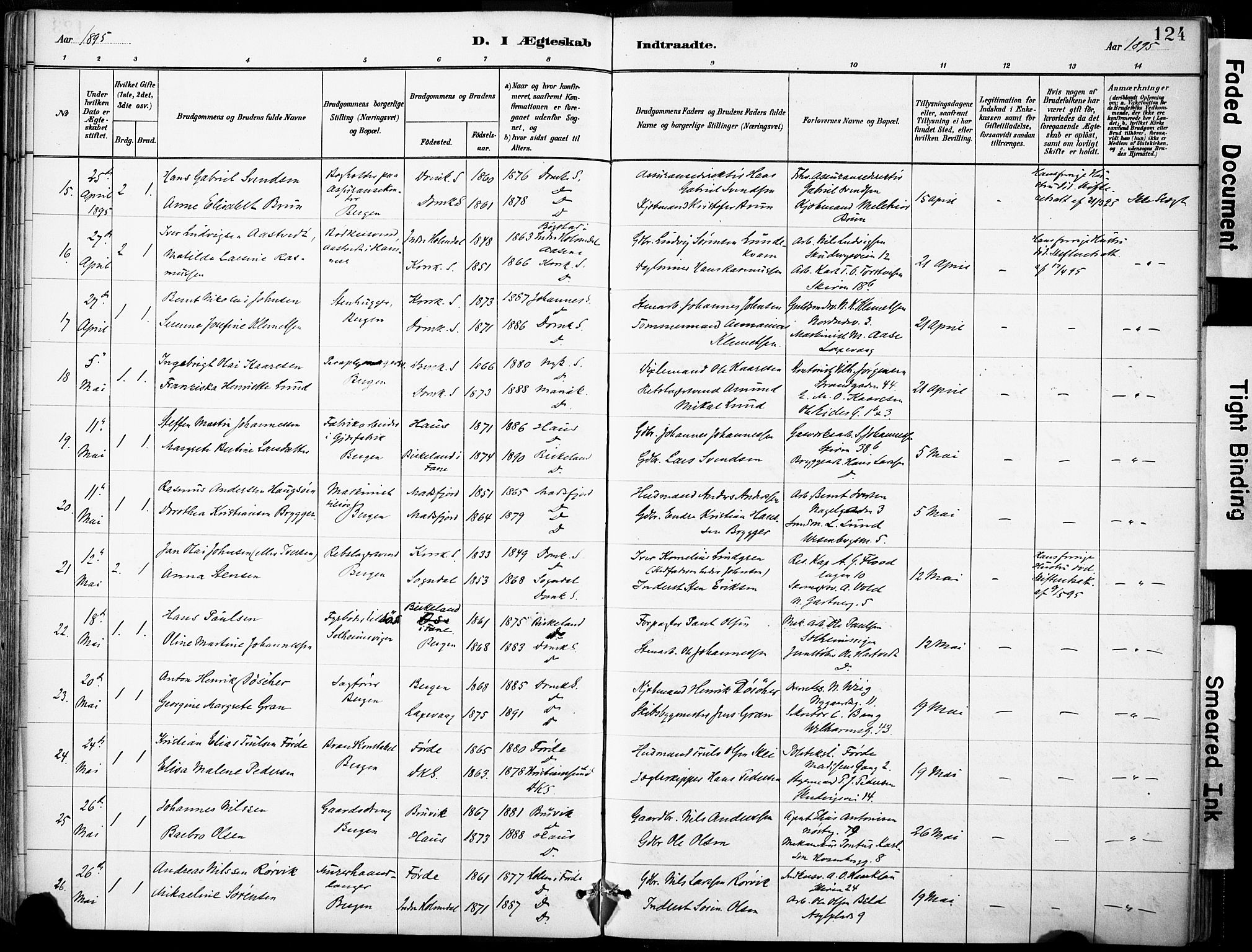 Domkirken sokneprestembete, SAB/A-74801/H/Haa/L0037: Parish register (official) no. D 4, 1880-1907, p. 124