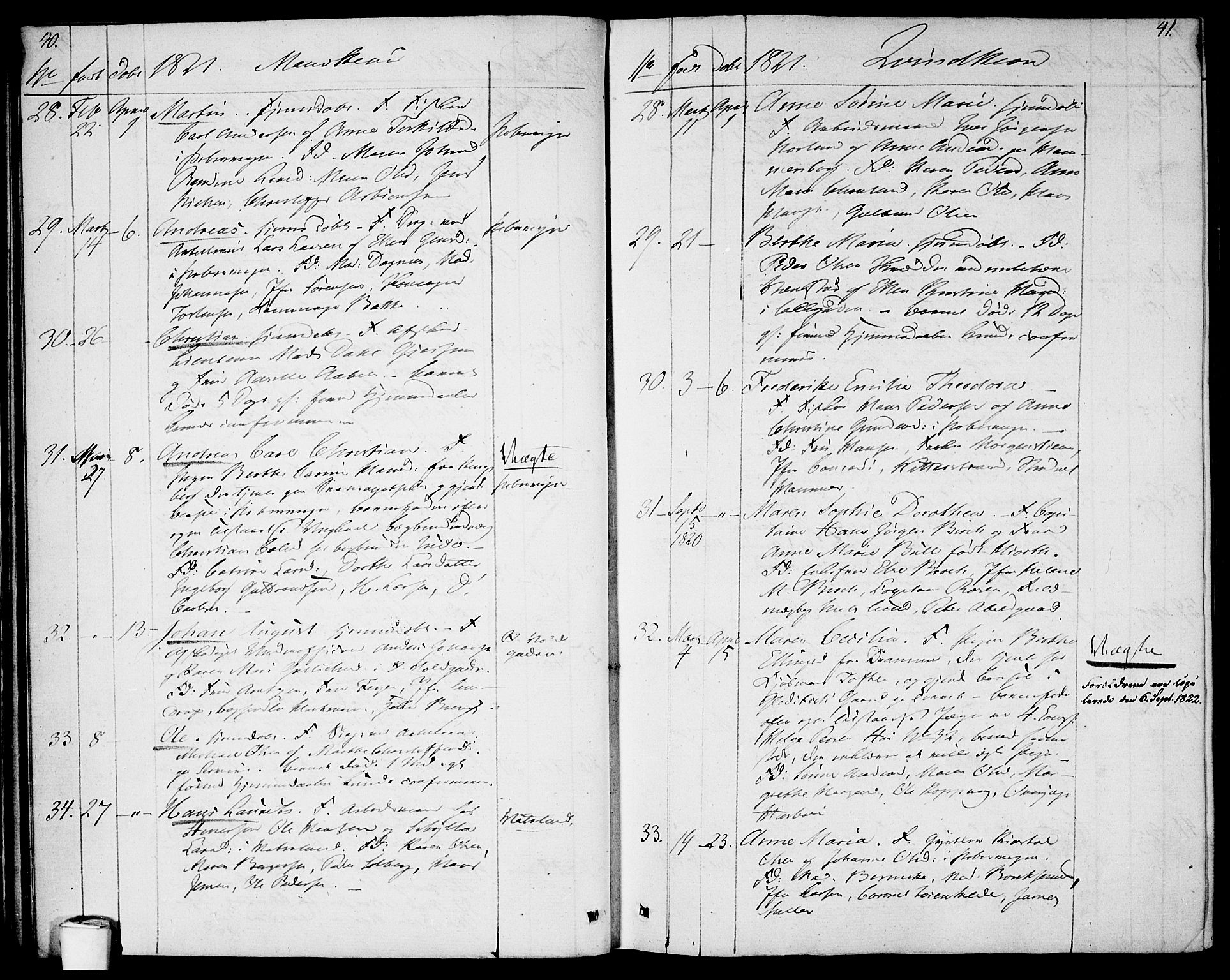 Garnisonsmenigheten Kirkebøker, SAO/A-10846/F/Fa/L0004: Parish register (official) no. 4, 1820-1828, p. 40-41