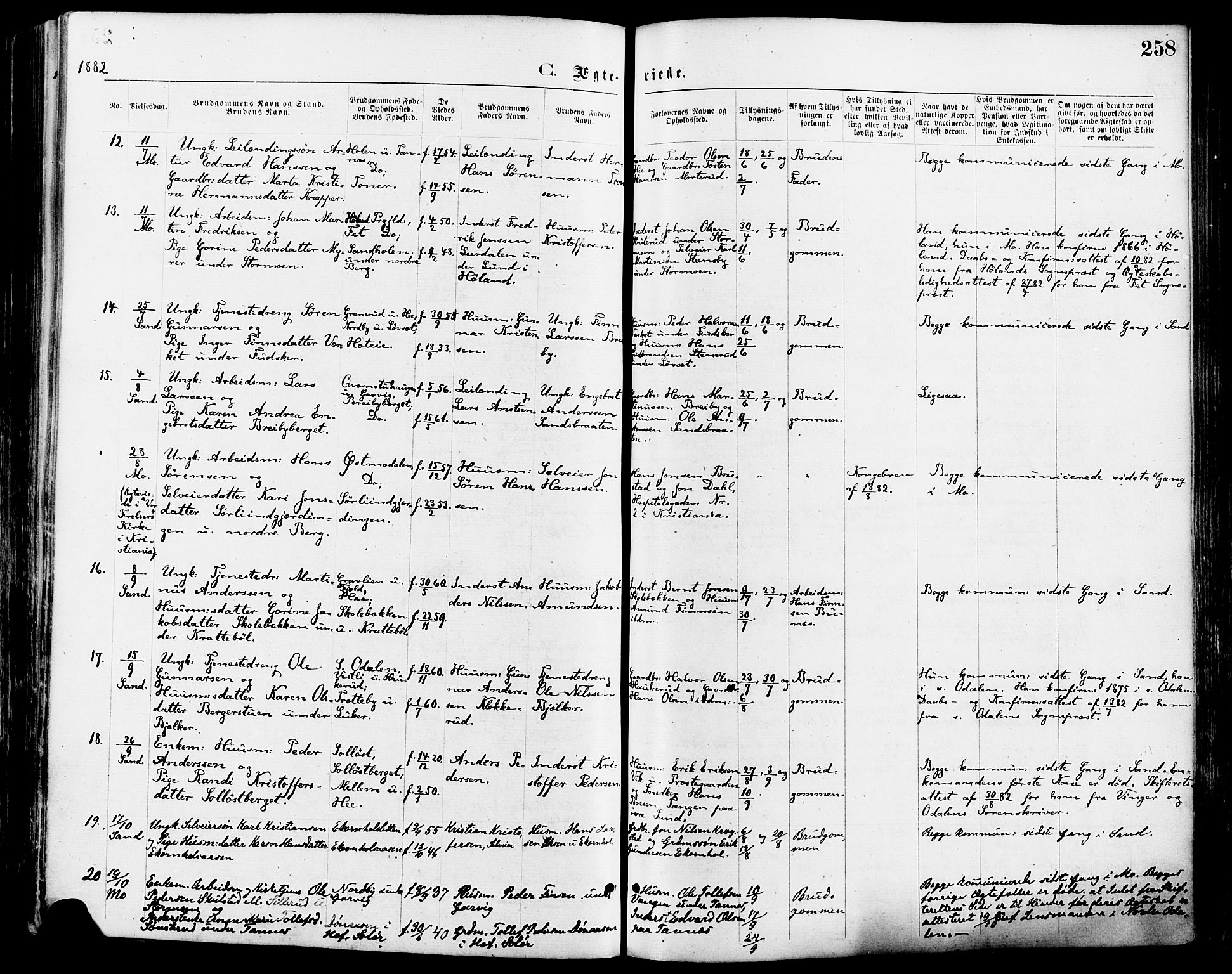 Nord-Odal prestekontor, SAH/PREST-032/H/Ha/Haa/L0005: Parish register (official) no. 5, 1874-1885, p. 258