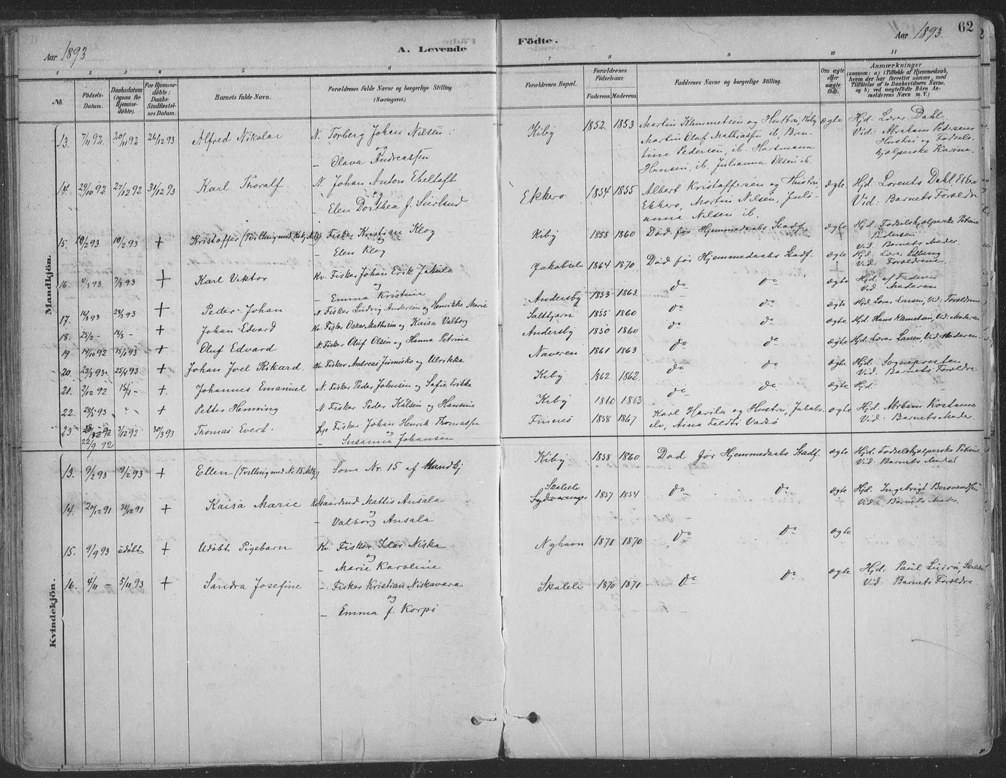 Vadsø sokneprestkontor, SATØ/S-1325/H/Ha/L0009kirke: Parish register (official) no. 9, 1881-1917, p. 62