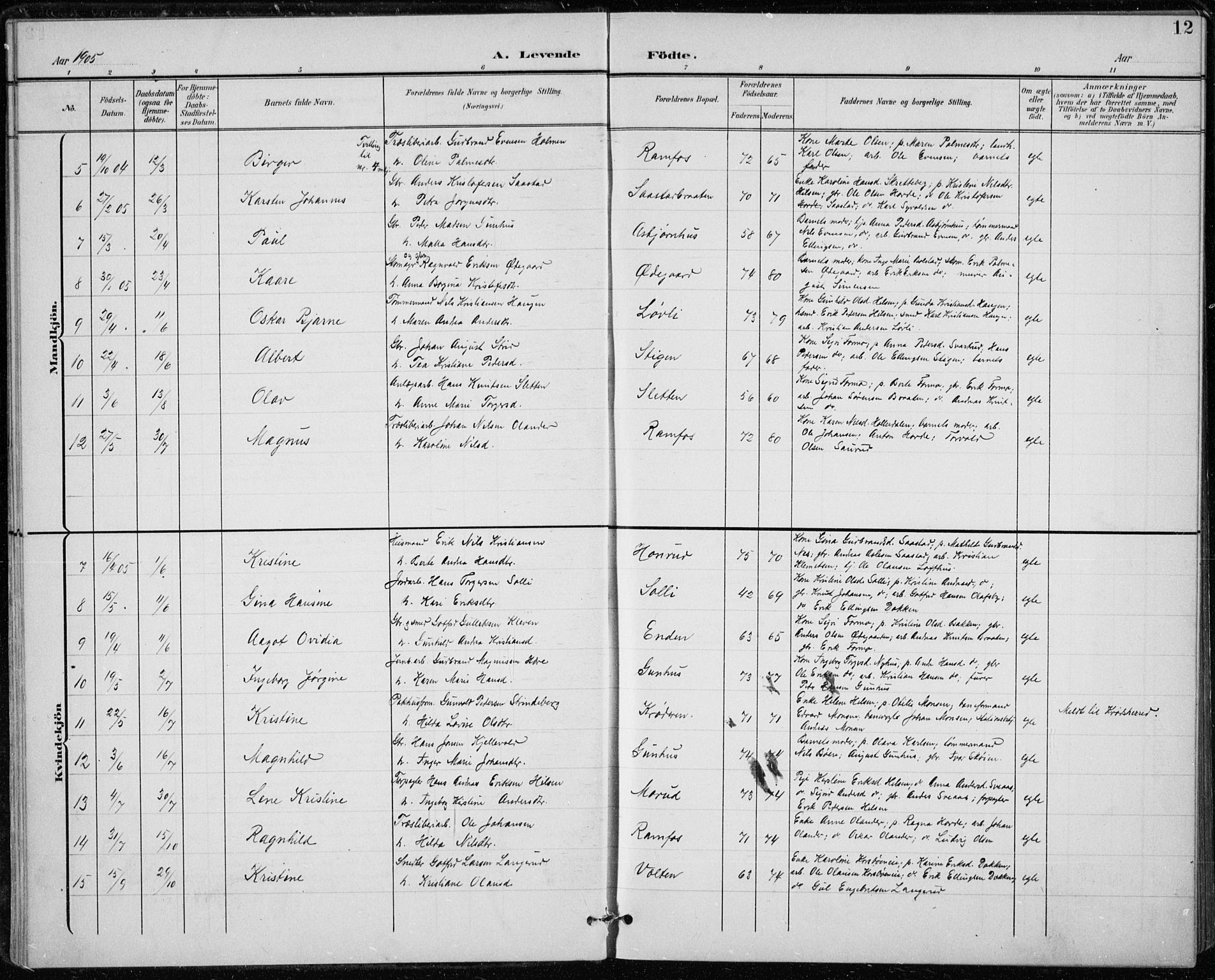 Modum kirkebøker, AV/SAKO-A-234/F/Fa/L0020: Parish register (official) no. 20, 1900-1917, p. 12