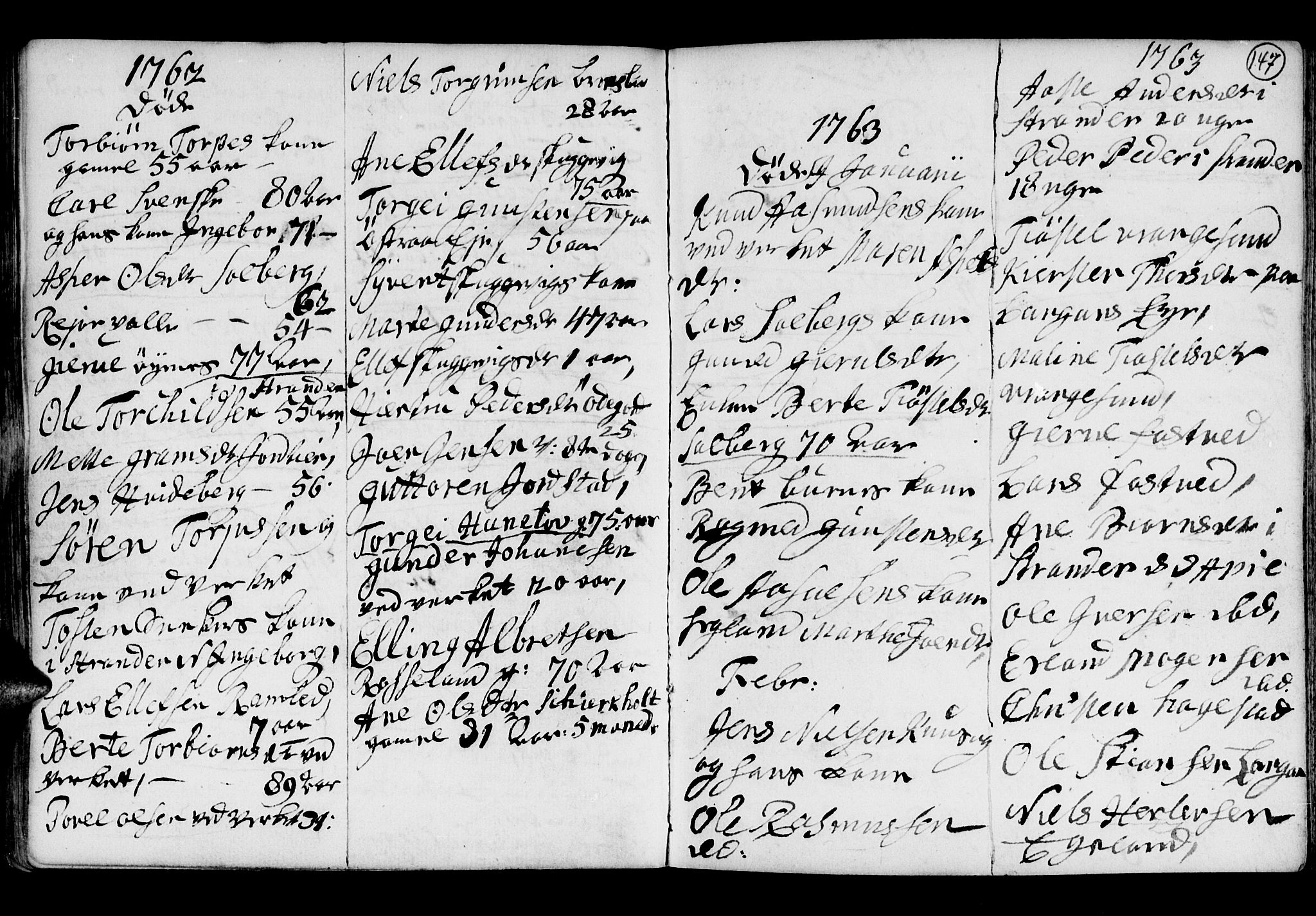 Holt sokneprestkontor, AV/SAK-1111-0021/F/Fb/L0005: Parish register (copy) no. B 5, 1746-1764, p. 147