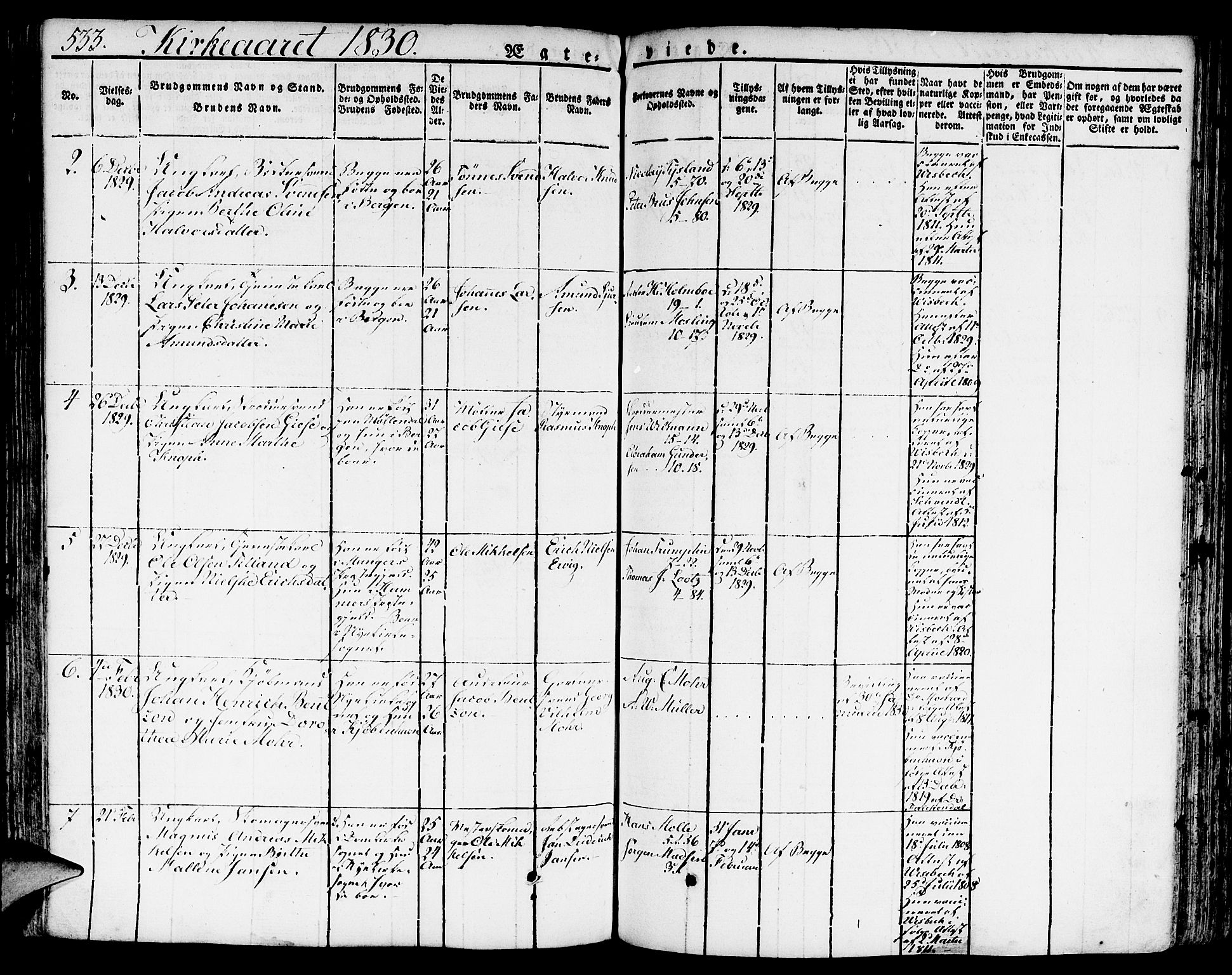Nykirken Sokneprestembete, SAB/A-77101/H/Hab: Parish register (copy) no. A 5II, 1821-1843, p. 533
