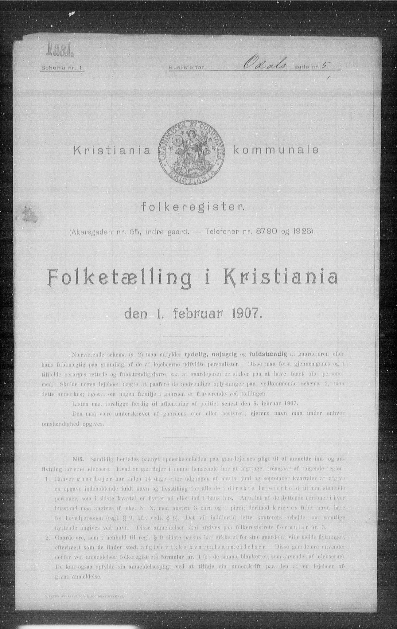 OBA, Municipal Census 1907 for Kristiania, 1907, p. 38153