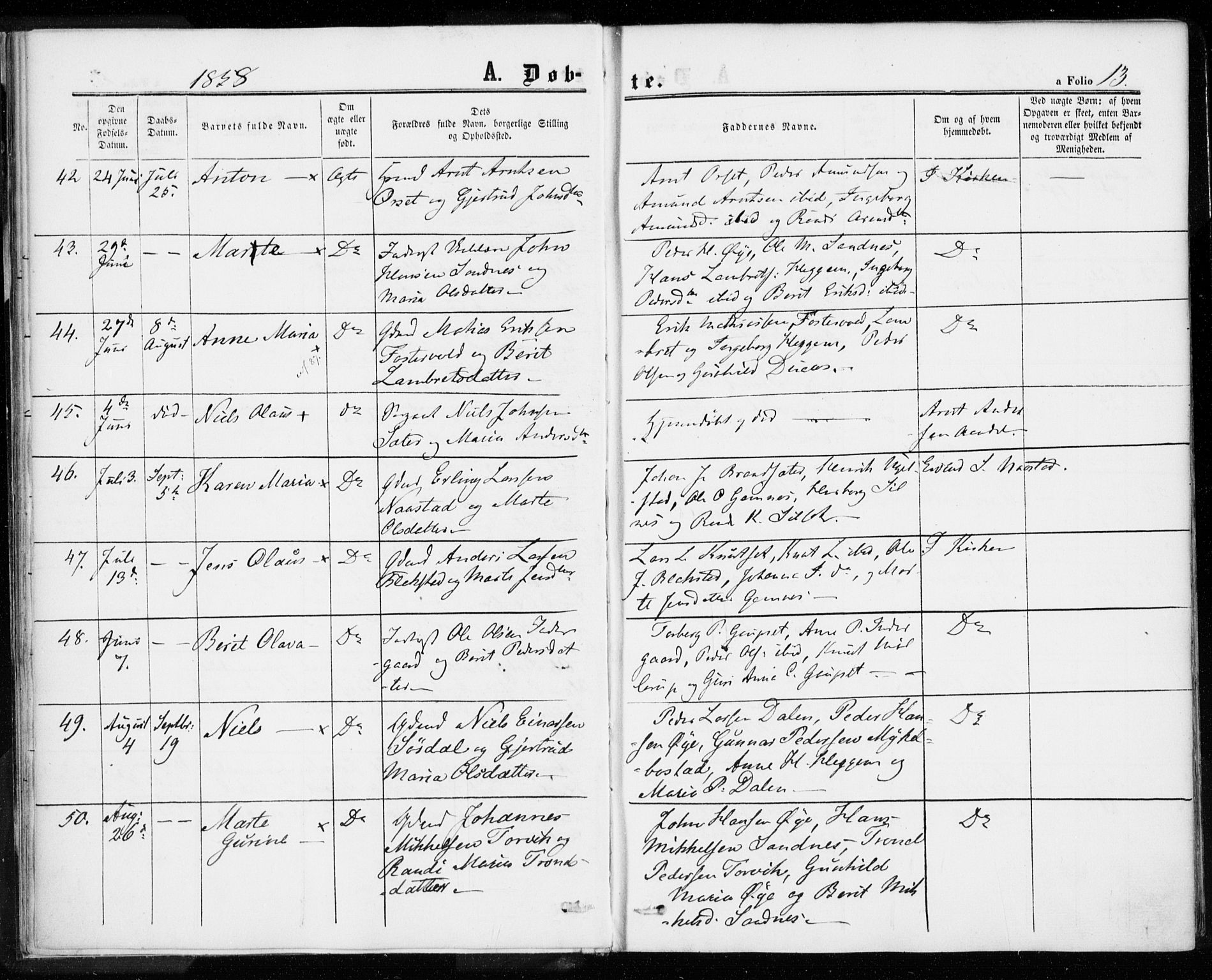 Ministerialprotokoller, klokkerbøker og fødselsregistre - Møre og Romsdal, AV/SAT-A-1454/584/L0965: Parish register (official) no. 584A05, 1857-1868, p. 13