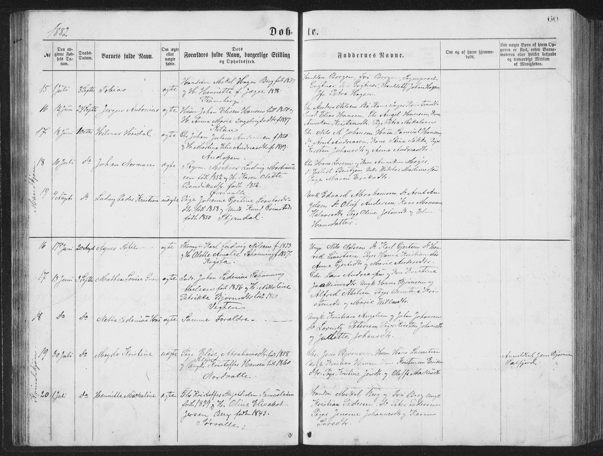 Ministerialprotokoller, klokkerbøker og fødselsregistre - Nordland, AV/SAT-A-1459/885/L1213: Parish register (copy) no. 885C02, 1874-1892, p. 60